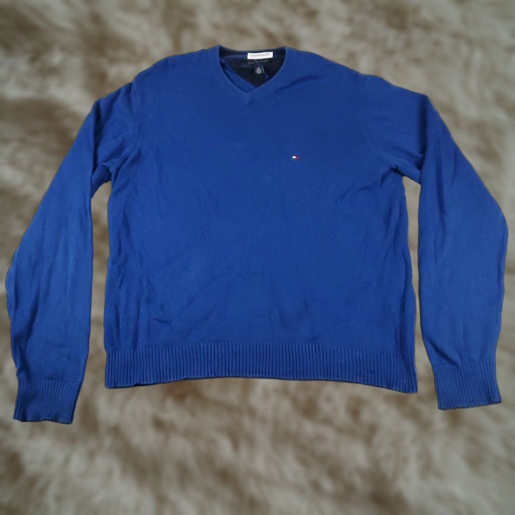 Tommy Hilfiger Tommy Hilfiger Sweater Mens Large Blue Crew Neck Pullover Cotton Size US L / EU 52-54 / 3 - 1 Thumbnail