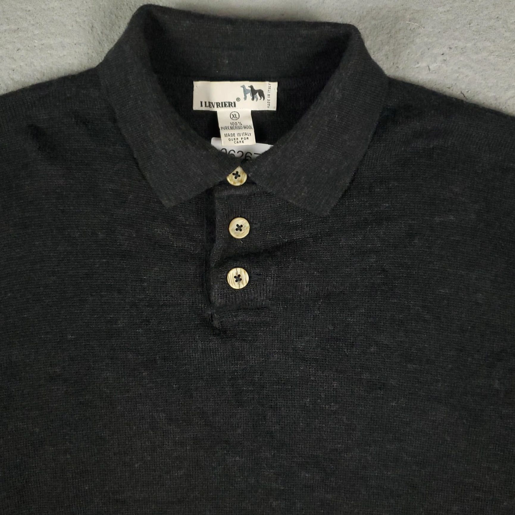 Vintage VINTAGE I LEVRIERI Men’s XL Wool Sweater Collared Pullover Knit Black Casual Italy Size US XL / EU 56 / 4 - 2 Thumbnail