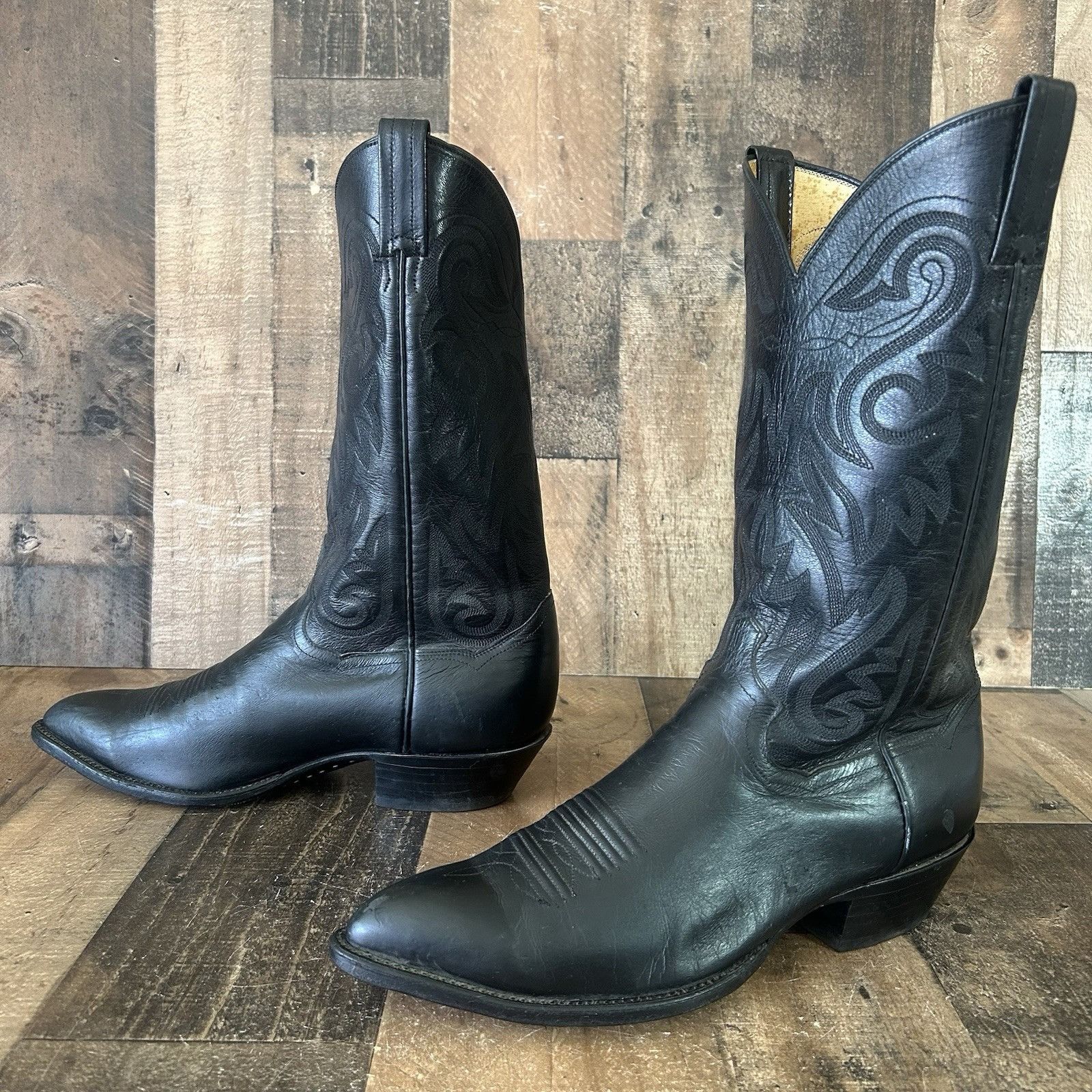 Panhandle Slim Panhandle Slim Vintage Classic Black Cowboy Boots Mens 10 EE Size US 10 / EU 43 - 7 Thumbnail