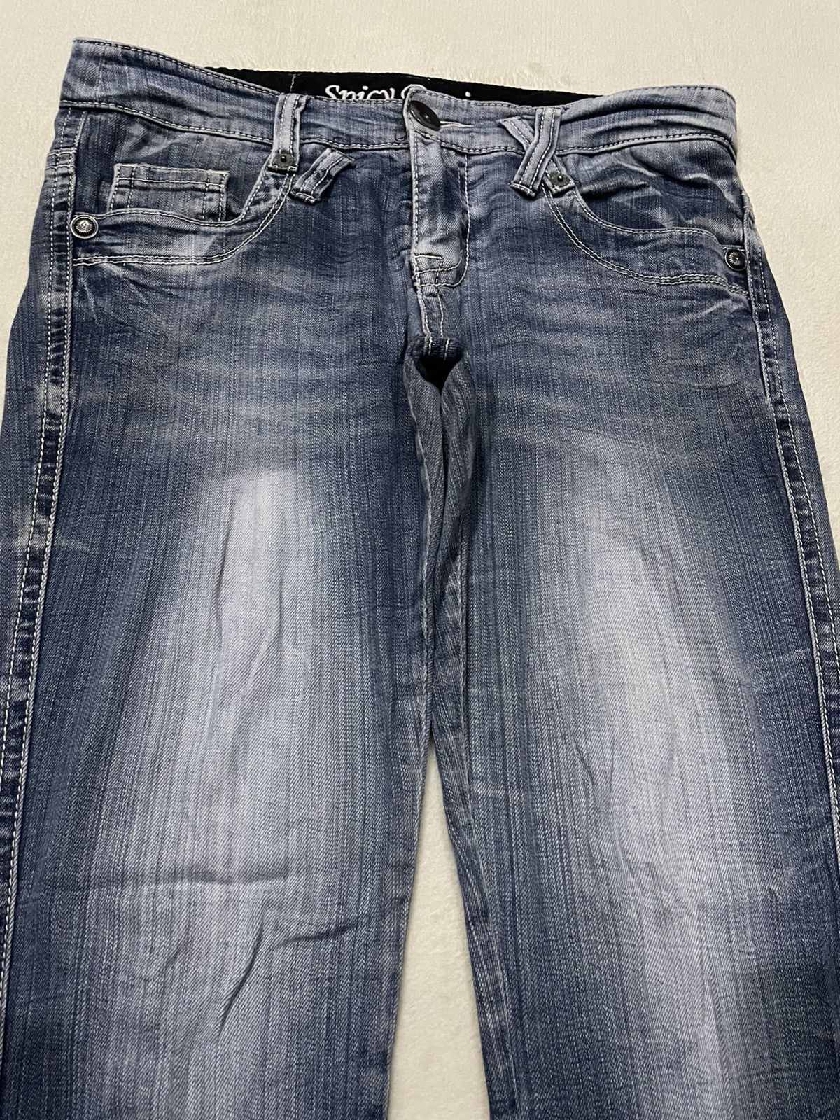 Japanese Brand Vintage Spicy Denim Skinny Faded Mudwash Denim Jeans Size US 33 - 2 Thumbnail