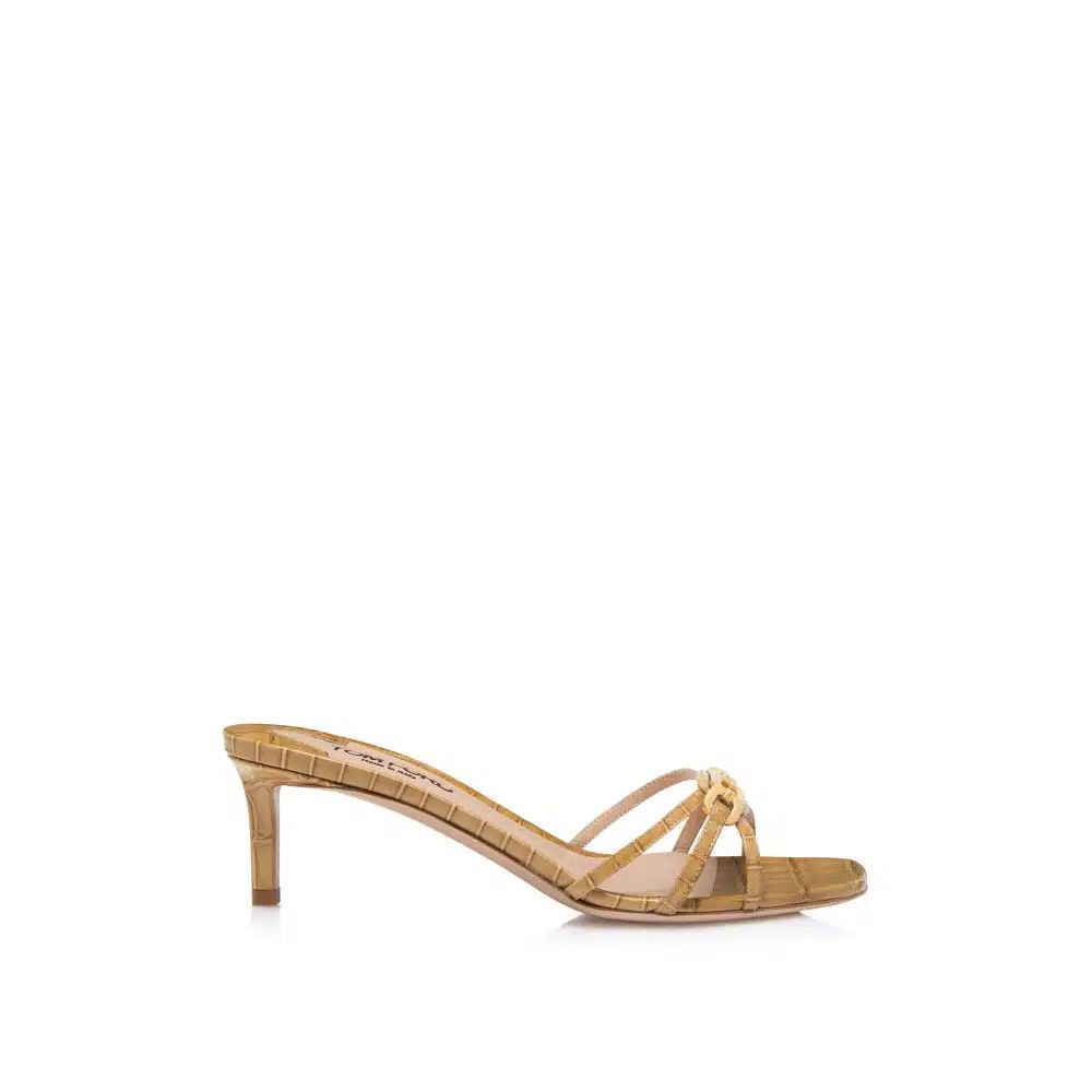 o1loc1c0825 W3388 Medium Heel Mules in Beige