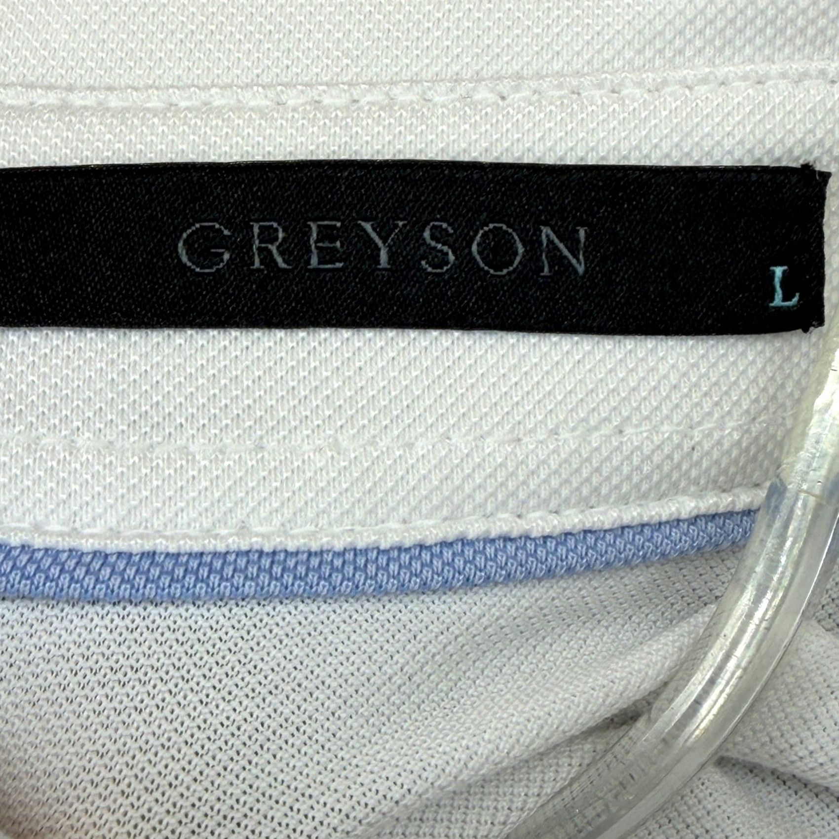 Vintage Greyson Polo Shirt White Short Sleeve Large Mens Golf Performance Cotton Blend Embroidered Logo 3-Button Placket Slim Fit Casual Size US L / EU 52-54 / 3 - 3 Thumbnail