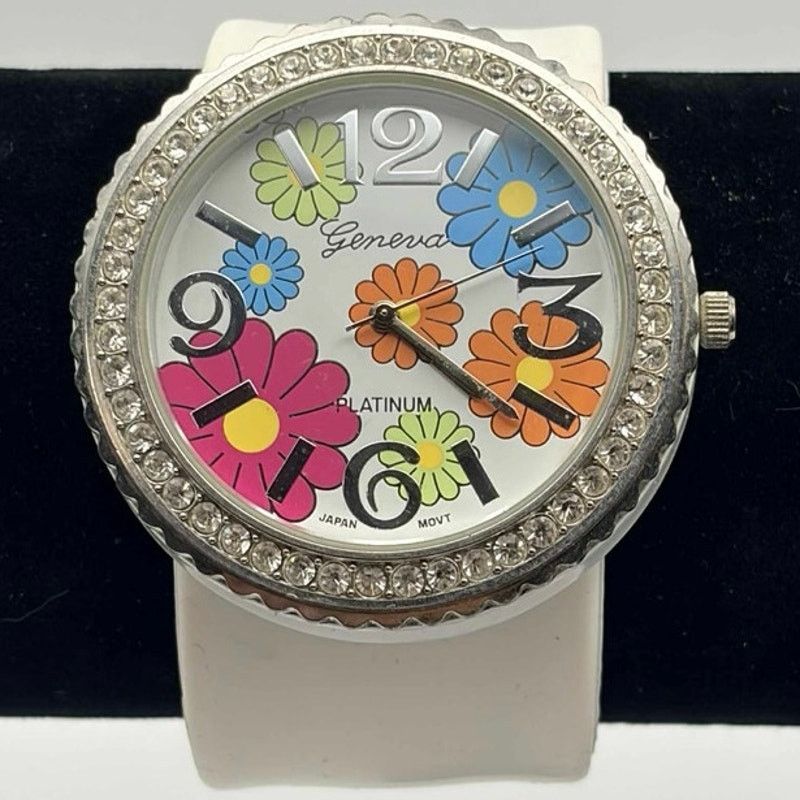 Geneva White Floral Geneva Snap Watch Size ONE SIZE - 1 Thumbnail