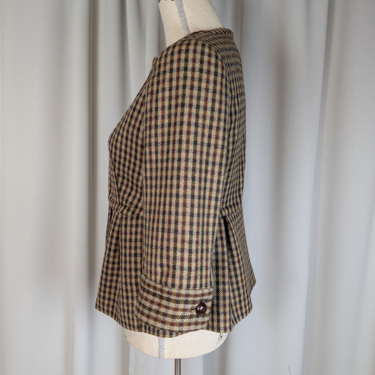 Other Vintage Talbots Wool Plaid Jacket Blazer Petite 4P Brown 90s Size S / US 4 / IT 40 - 17 Thumbnail