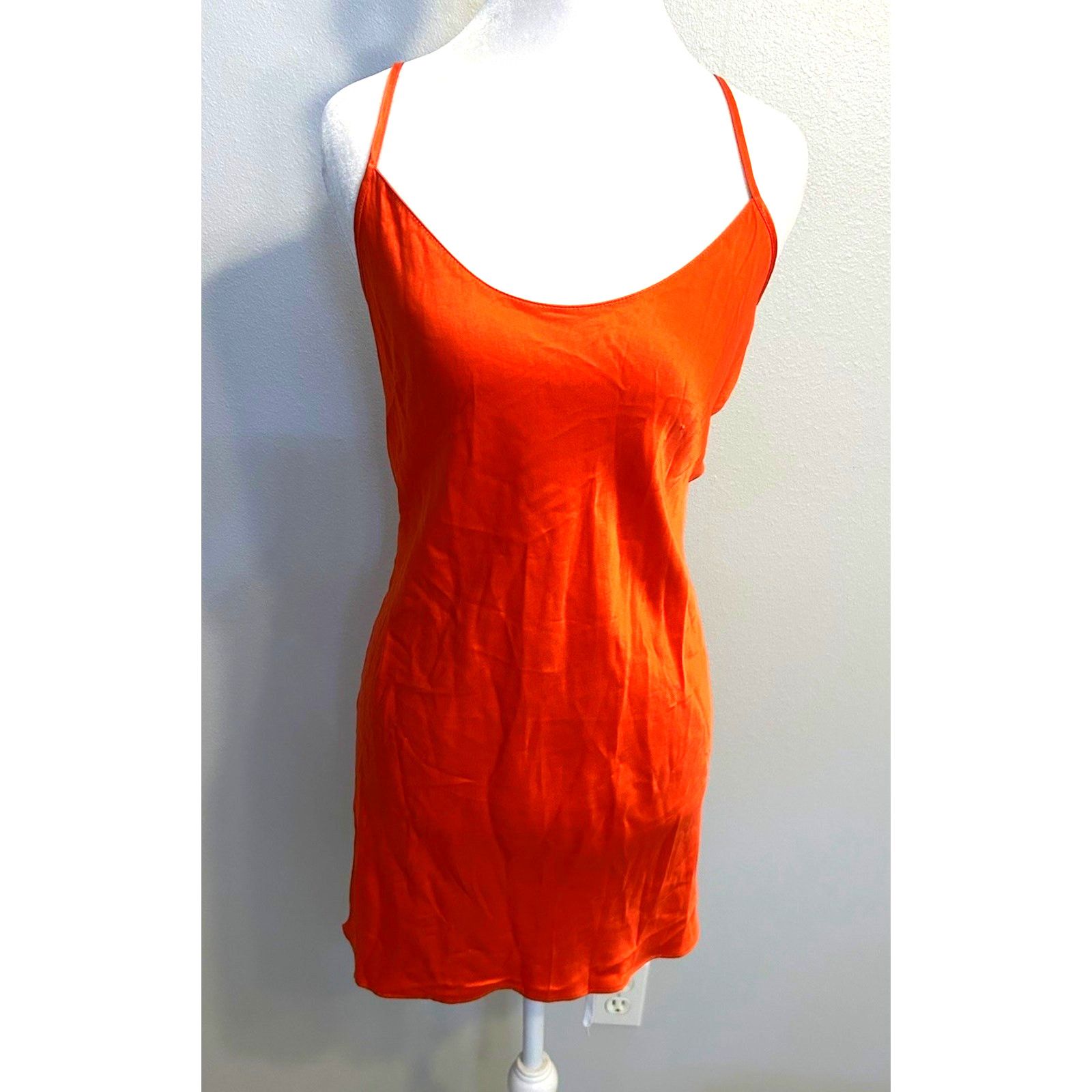 Victoria's Secret Victoria's Secret 100% Silk Slip Dress ORANGE Nightgown L Size ONE SIZE - 2 Thumbnail