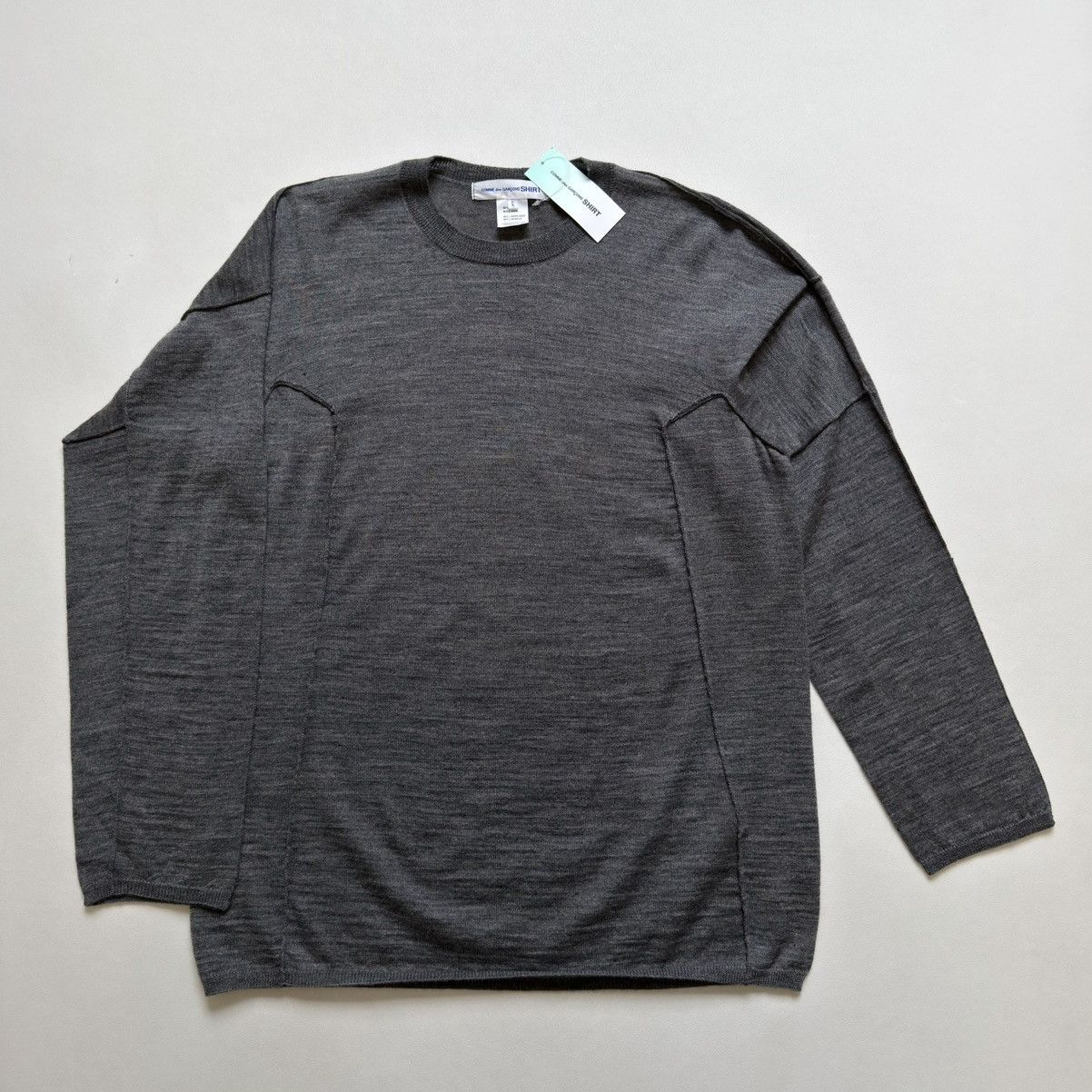 Comme des Garcons Gray Panelled Wool Sweater Size US M / EU 48-50 / 2 - 2 Thumbnail
