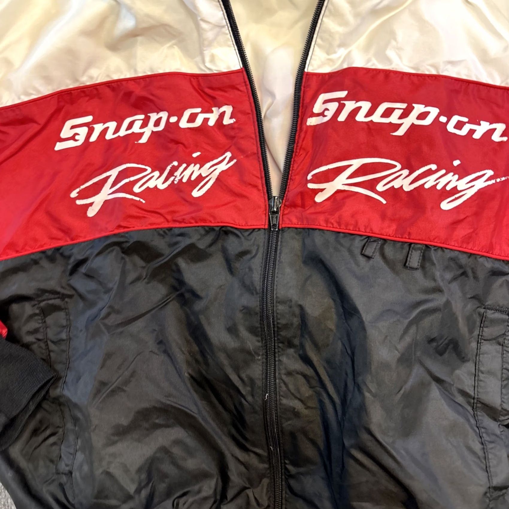 Vintage VINTAGE Swingster Windbreaker Jacket Racing Men L Red Black Mock Collar Snap On Nylon Size US L / EU 52-54 / 3 - 2 Thumbnail