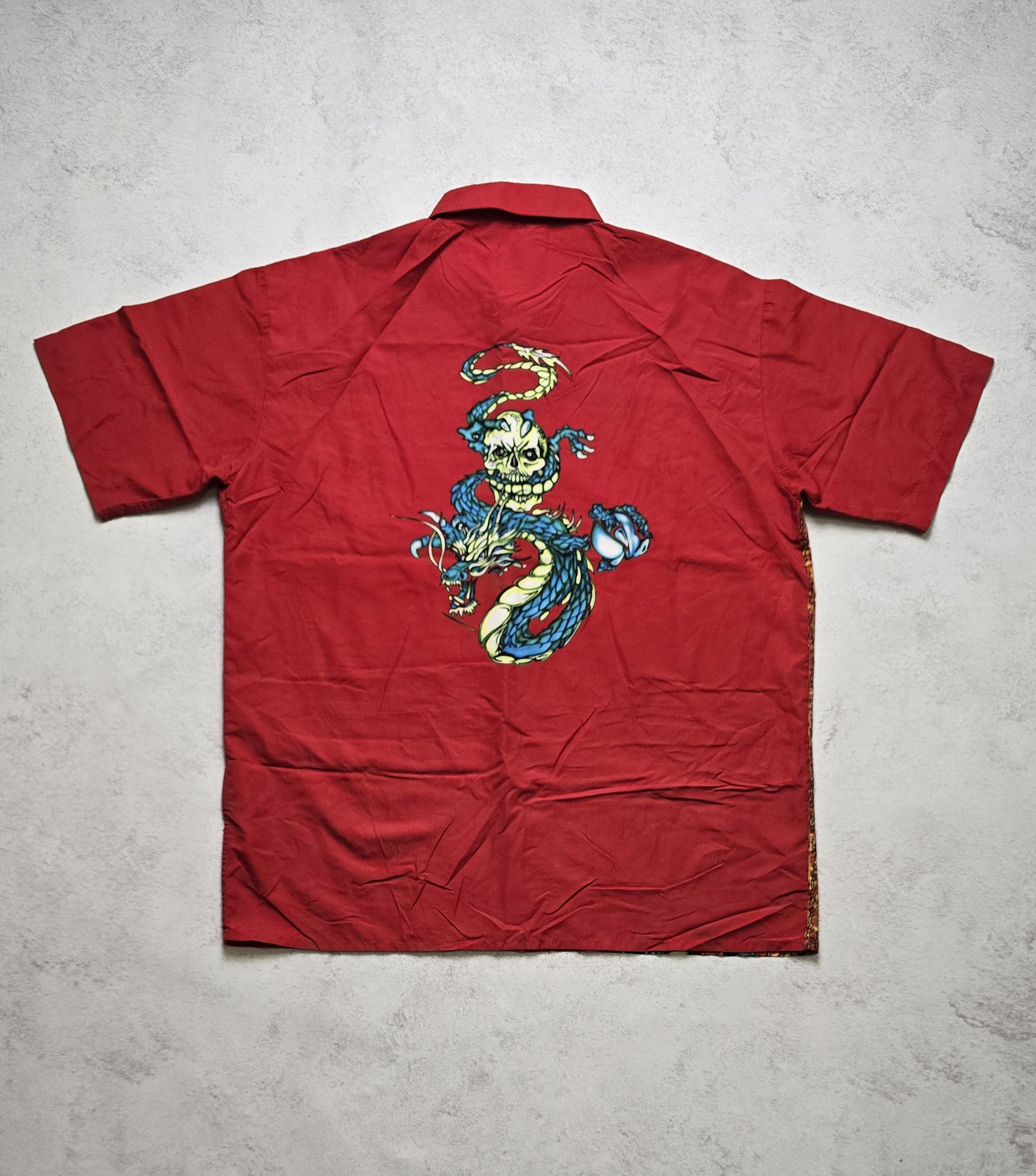 Other Fishbone Dragon Graphic Button Up Shirt Red Vintage Y2K Size US XL / EU 56 / 4 - 2 Thumbnail
