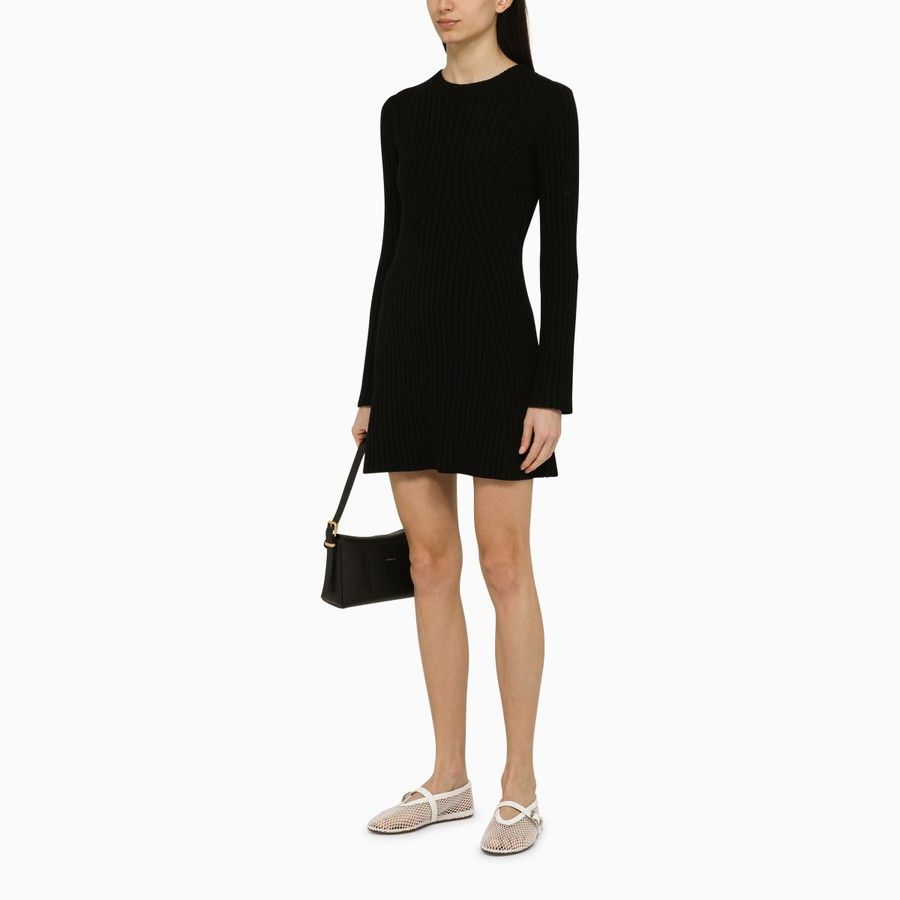 Loulou de Saison o1d2blof0824 Ribbed Silk Blend Mini Dress in Black Size M / US 6-8 / IT 42-44 - 2 Thumbnail