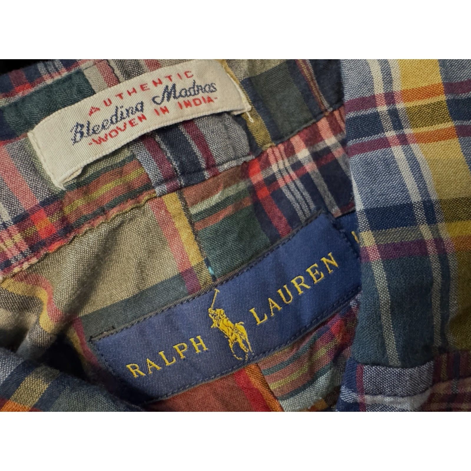 Ralph Lauren Ralph Lauren - Bleeding Madras PATCHWORK Colorful Mens L Shirt M / L Button-Up Short Sleeve Size US L / EU 52-54 / 3 - 4 Thumbnail