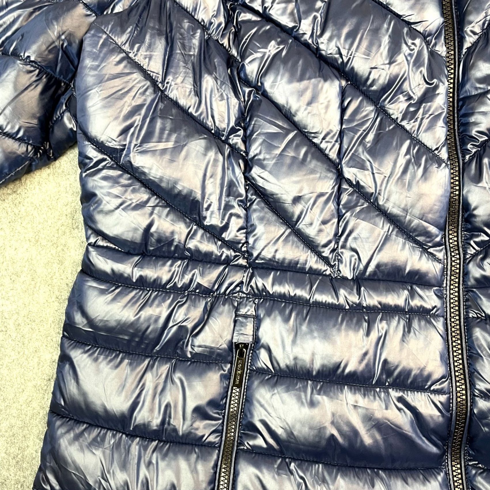Michael Kors Michael Kors Womens Packable Puffer Jacket UK 16 Shiny Blue Hooded Designer Size XXL / US 16-18 / IT 52-54 - 5 Thumbnail