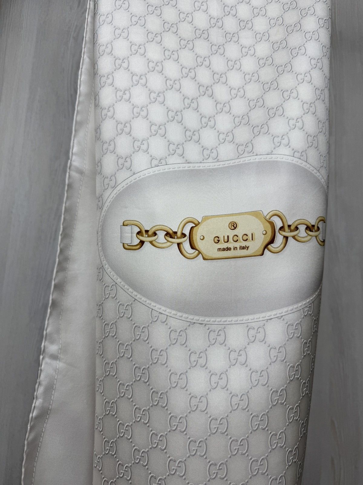 Gucci Gucci Monogram Chain big silk neck scarf Size ONE SIZE - 6 Thumbnail