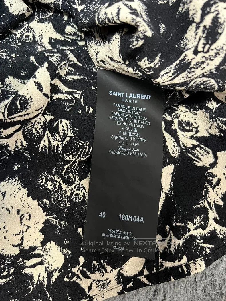 Saint Laurent Paris Saint Laurent Silk Rose Print Shirt Size US L / EU 52-54 / 3 - 5 Thumbnail
