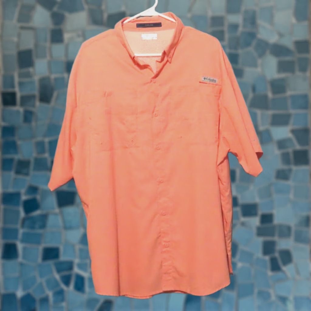 Vintage Columbia PFG Tamiami Men’s XL Short Sleeve Button-Up Vented Fishing Shirt Orange Pattern Pockets NWOT Size US XL / EU 56 / 4 - 1 Thumbnail