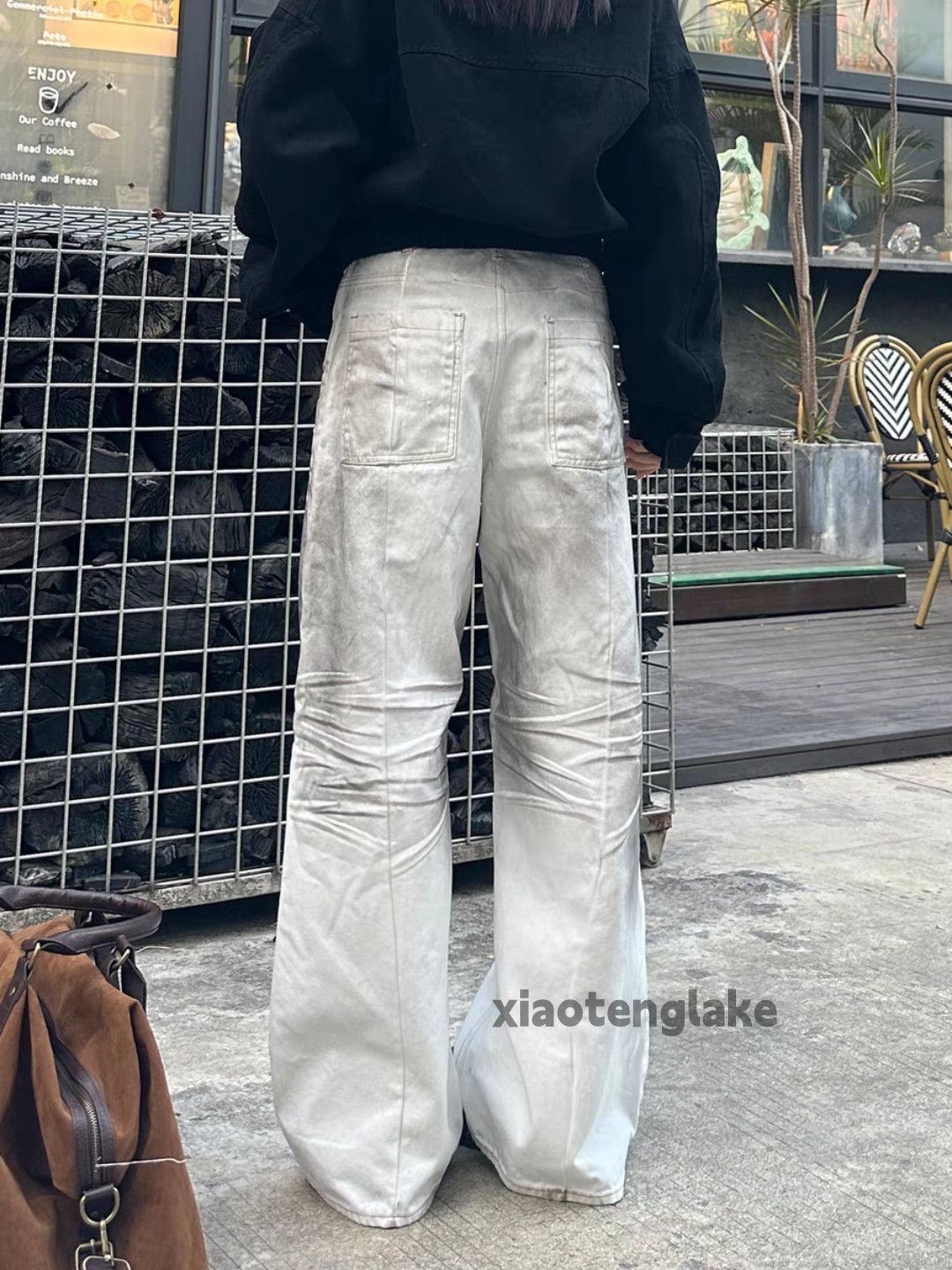 Jean × Vintage Washed faded punk grunge bootcut stain paint jeans Size US 32 / EU 48 - 2 Thumbnail