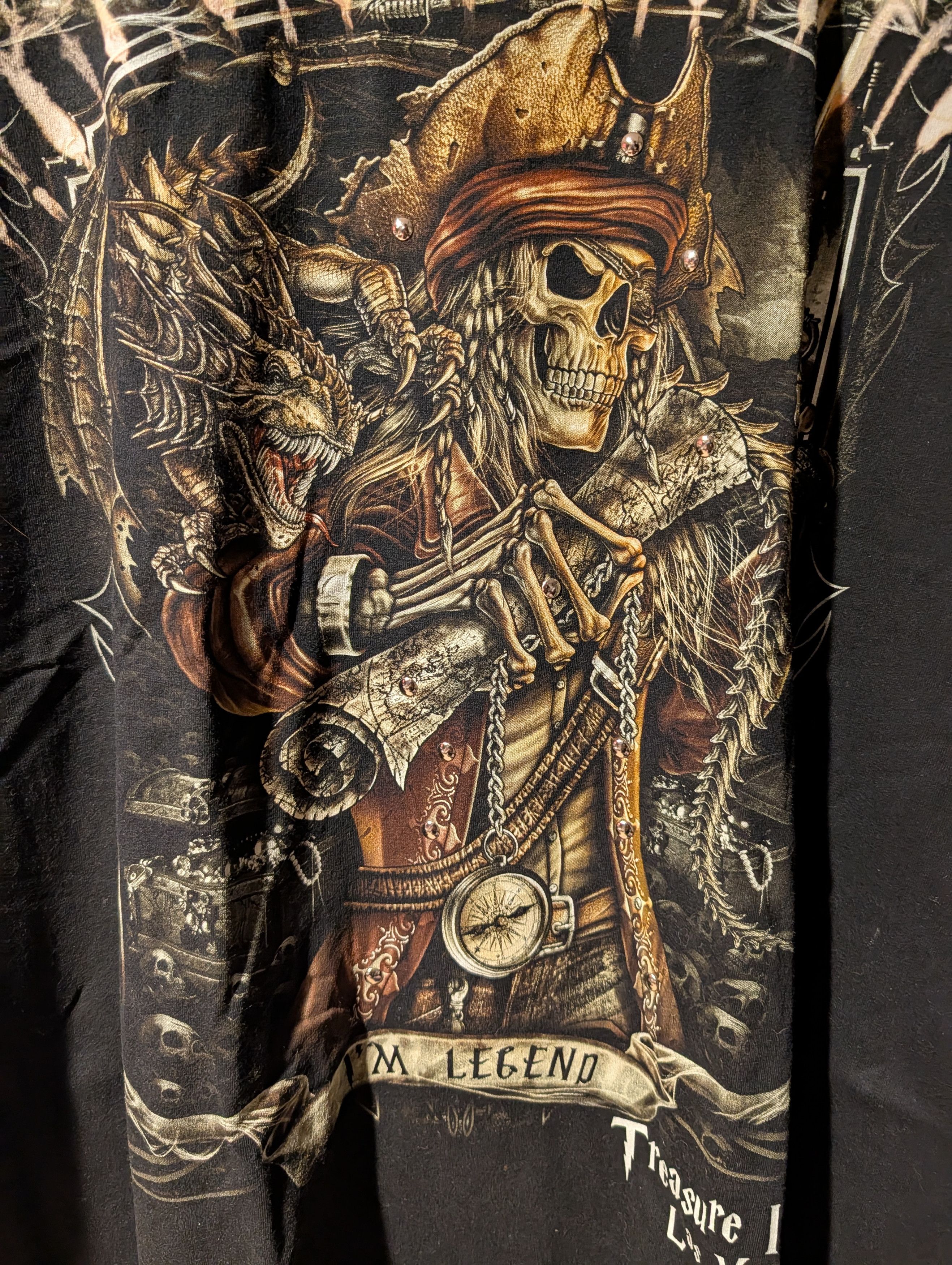 Arts & Science Vintage Y2K Treasure Island Pirate Skull All Over T-Shirt Size US XXL / EU 58 / 5 - 2 Thumbnail