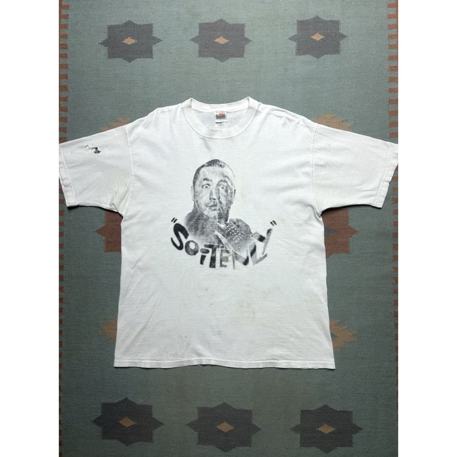 Fruit Of The Loom VINTAGE 90s Fruit of the Loom T-Shirt 3 stooges curly soitenly distressed thrashed XL Men White Shirt Mens Size US XL / EU 56 / 4 - 2 Thumbnail