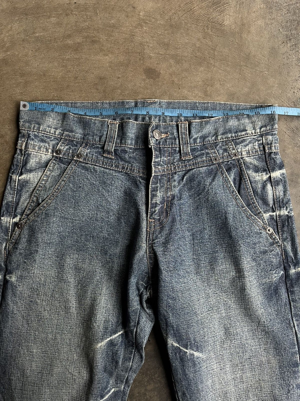 If Six Was Nine 2000s JAPANESE PPFM FADED WASH DENIM FLARE PANTS PUNK STYLE Size US 30 / EU 46 - 11 Thumbnail