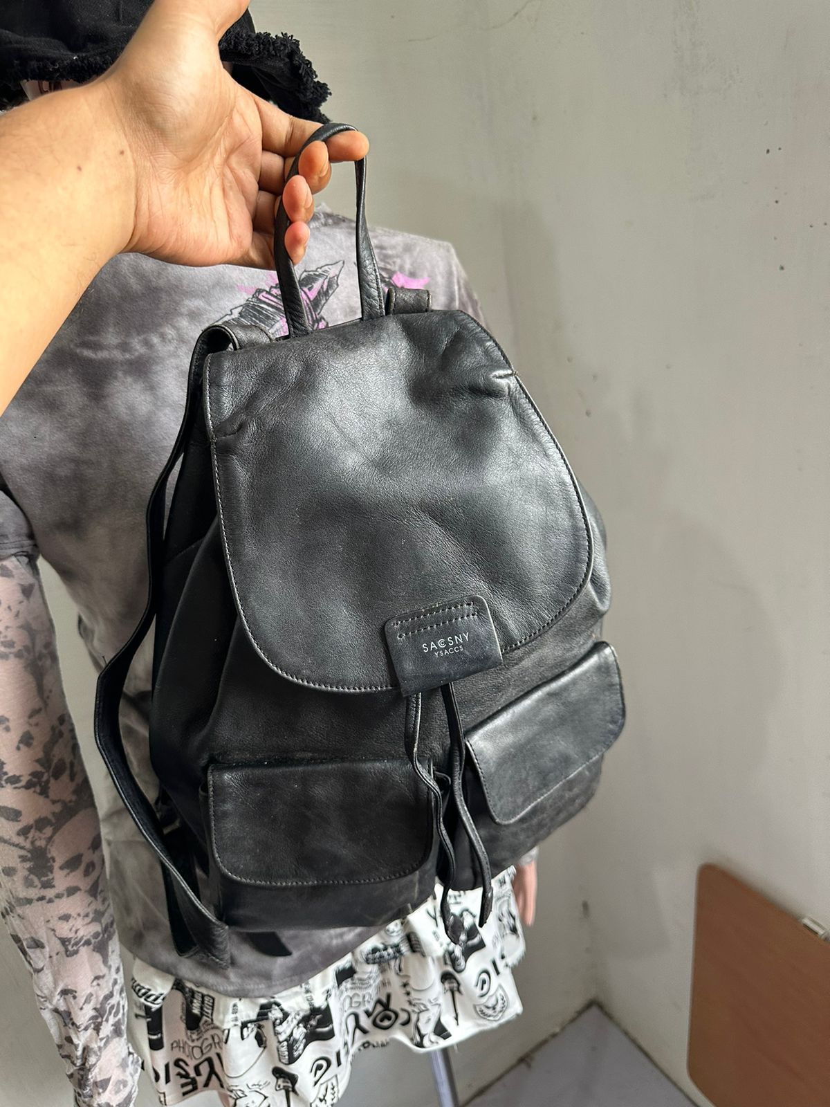 Pre-owned Backpack X Yohji Yamamoto Ysaccs By Yohji Yamamoto Small Leather Backpack Unisex In Black