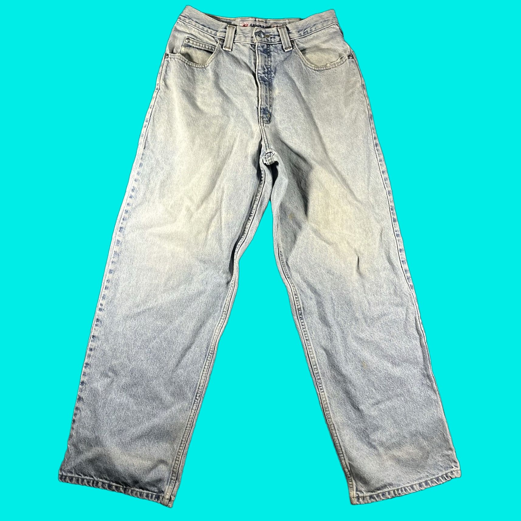 VINTAGE Anchor Blue Beyond Baggy Jeans 28x31 Wide Leg Blue 90s Y2K Mens