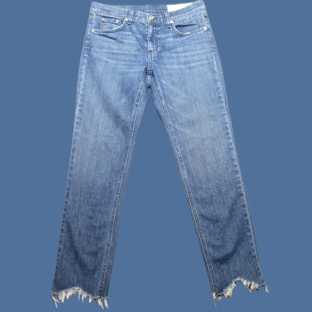Rag & Bone Rag & Bone Jeans Womens 28X26.5 Blue Denim Dre Low Rise Frayed Hem Straight Leg Size 28" / US 6 / IT 42 - 1 Thumbnail