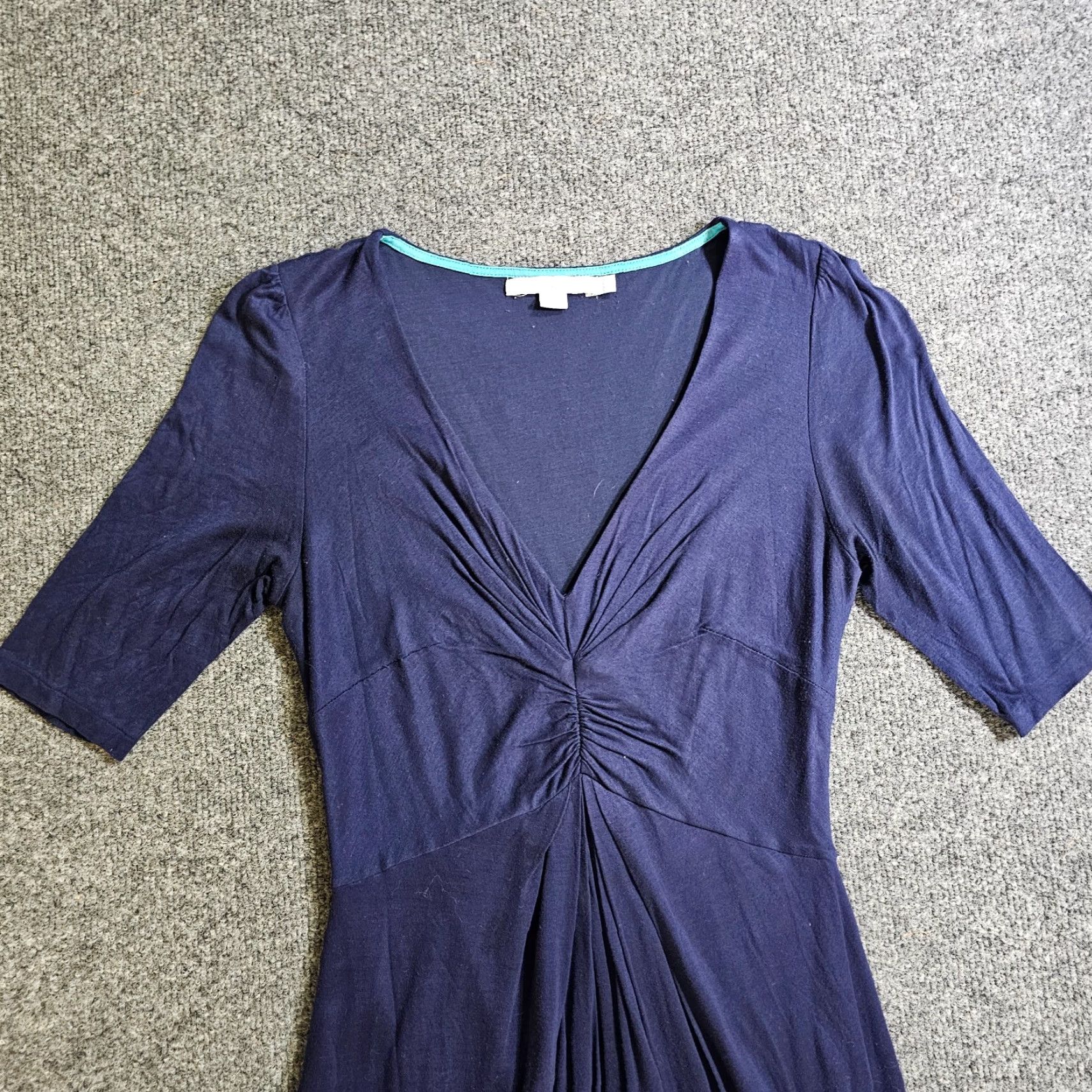 Boden Boden Dress Womens 4 Navy Blue V Neck Short Sleeve A-Line Stretch Casual Retro Fashion Shirt? Size 27" / US 4 / IT 40 - 2 Thumbnail