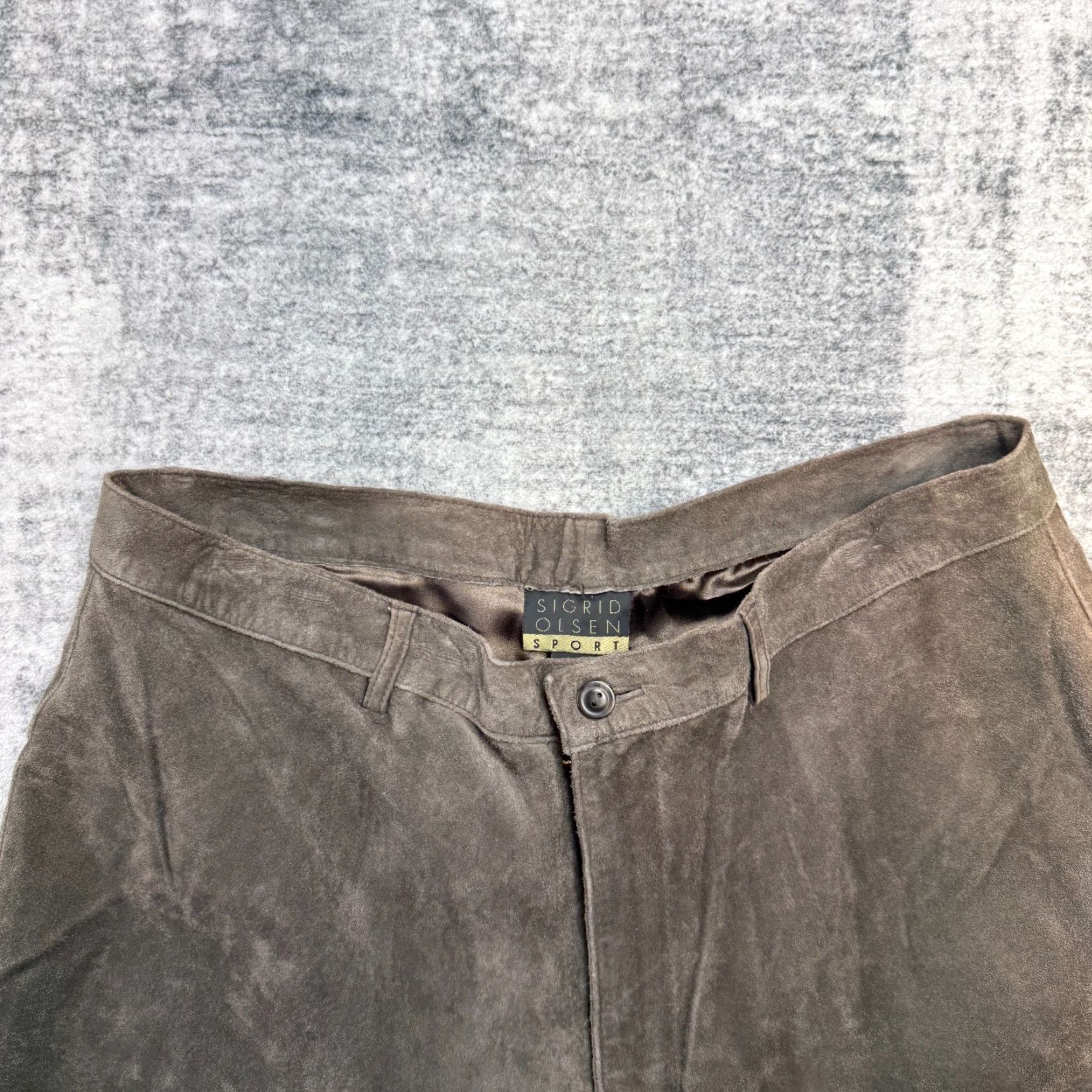 Vintage Sigrid Olsen Leather Pants Womens 14 Brown Suede Straight Trouser Western Boho Denim? Size 36" / US 14 / IT 50 - 3 Thumbnail
