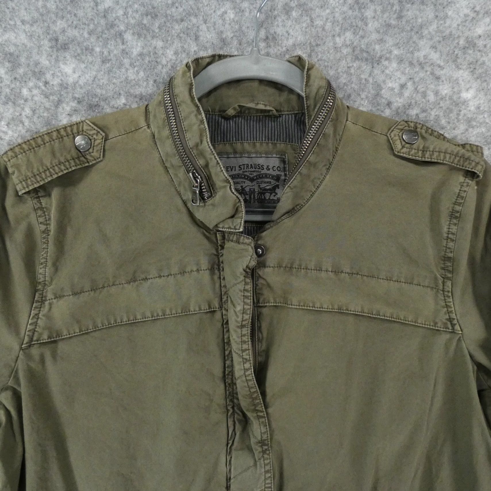 Levi's Levi's Jacket Womens Large Green Snap Over Full Zip Chore Coat Casual Size L / US 10 / IT 46 - 2 Thumbnail