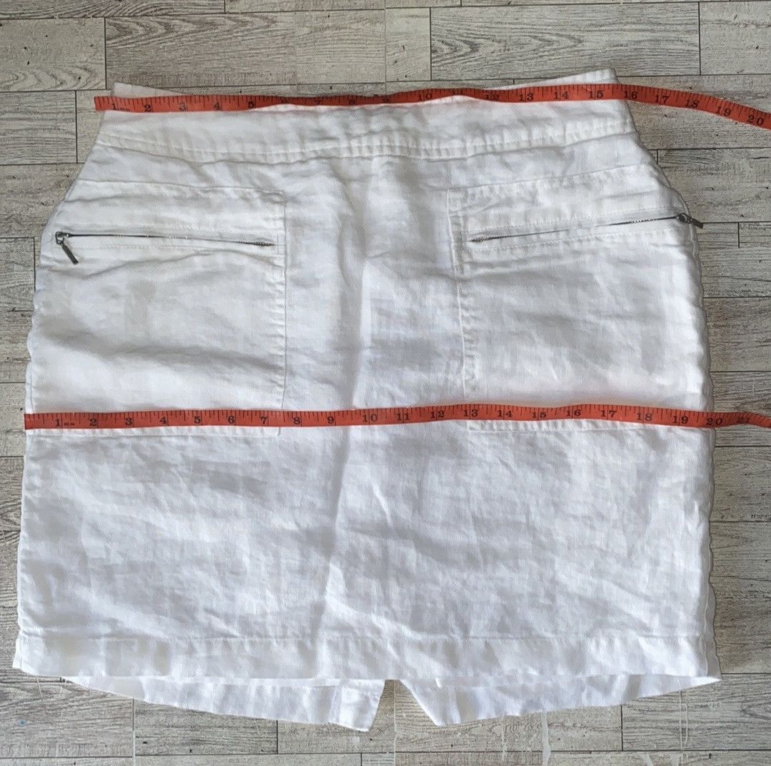 Willi Smith Willi Smith, White, Linen Blend, Mini/Midi Pencil Skirt Size 28" / US 6 / IT 42 - 8 Thumbnail