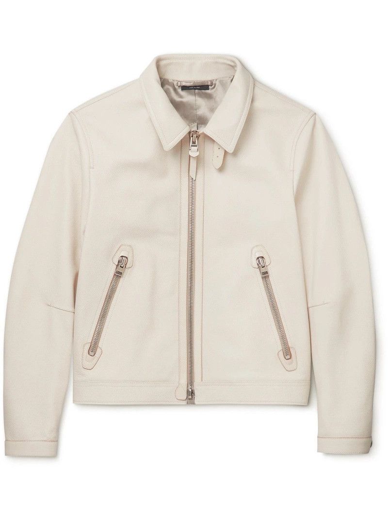 Tom Ford TOM FORD - Full-Grain Leather Blouson Jacket - Neutrals Size US S / EU 44-46 / 1 - 1 Thumbnail