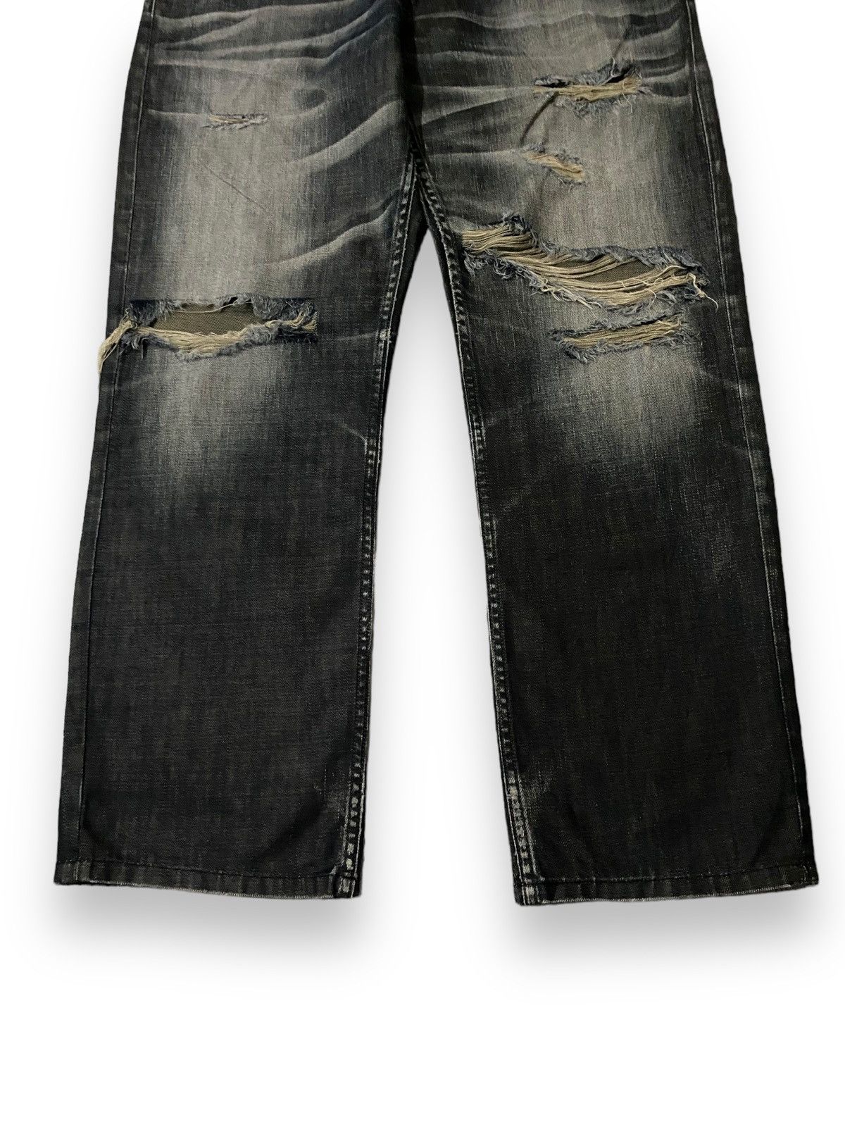 Japanese Brand Vintage Japan Back Number Black Wash Distressed Jeans Denim Size US 35 - 4 Thumbnail