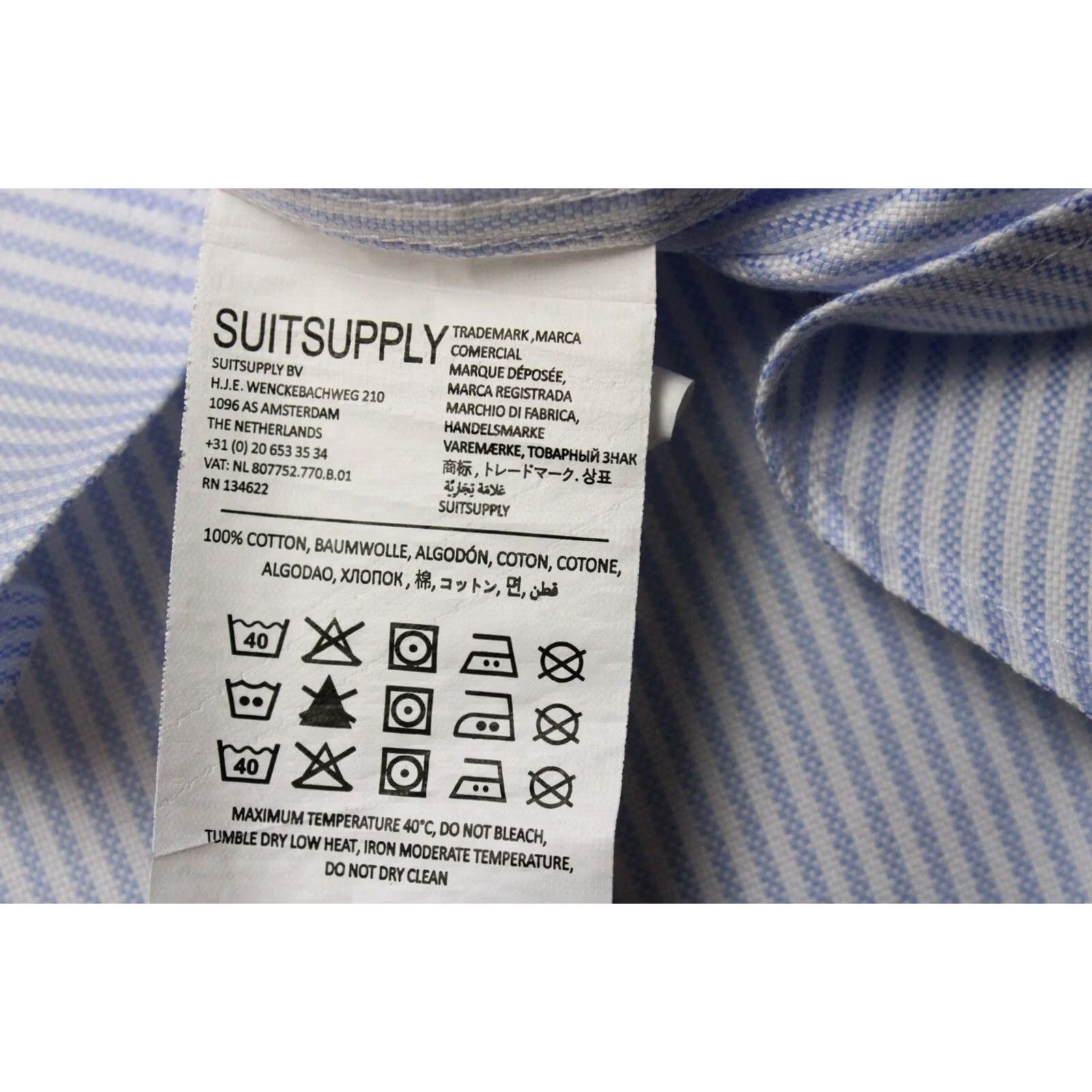 Suitsupply Suitsupply Dress Shirt Men 37 / 14 1/2 Pinstriped Extra Slim Fit Button Up Blue Shirt Men Size 36R - 6 Thumbnail