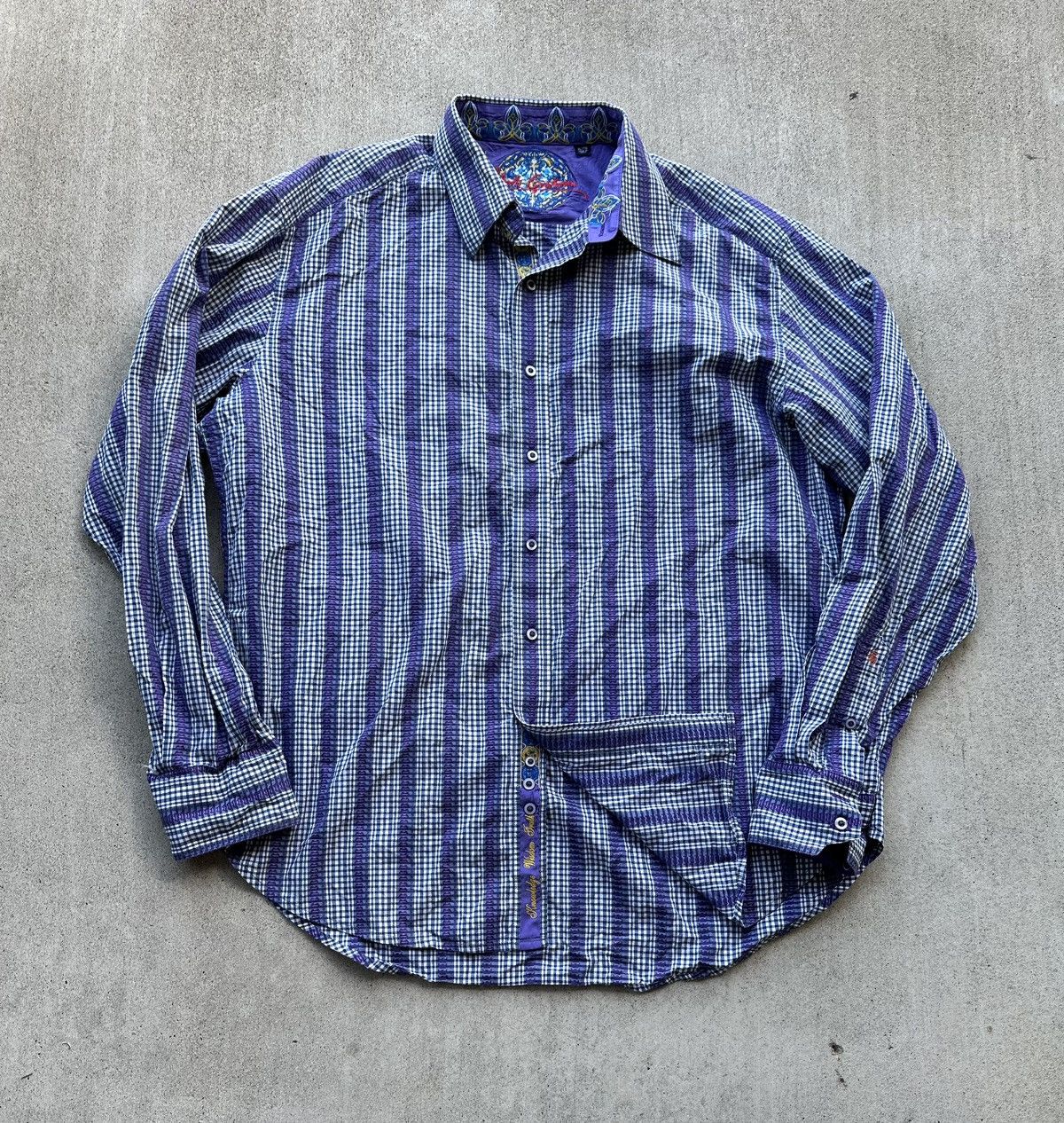 Robert Graham Robert Graham Shirt Men Side Xl Flip Cuff Gingham Floral Size US XL / EU 56 / 4 - 1 Thumbnail