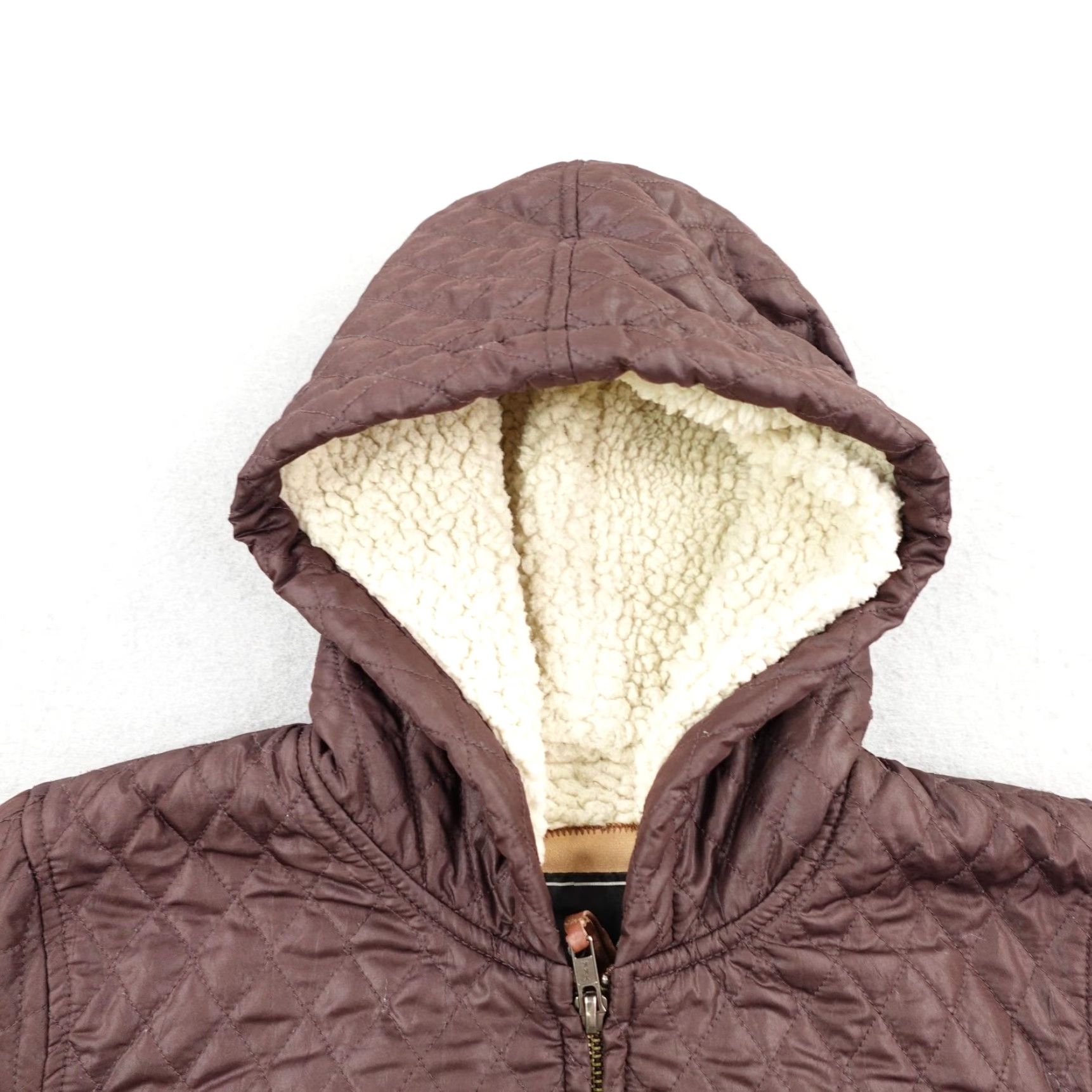 Obey OBEY Jacket Women’s Small Brown Quilted Puffer Sherpa Lined Coat Full Zip Y2K Size S / US 4 / IT 40 - 2 Thumbnail