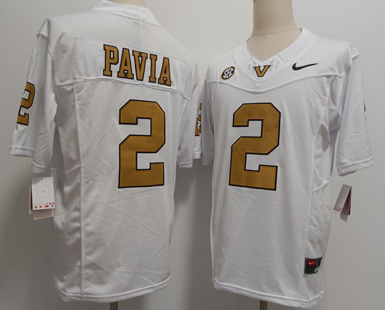 Other Men's Vanderbilt Commodores #2 Diego Pavia White Gold Size US M / EU 48-50 / 2 - 3 Thumbnail