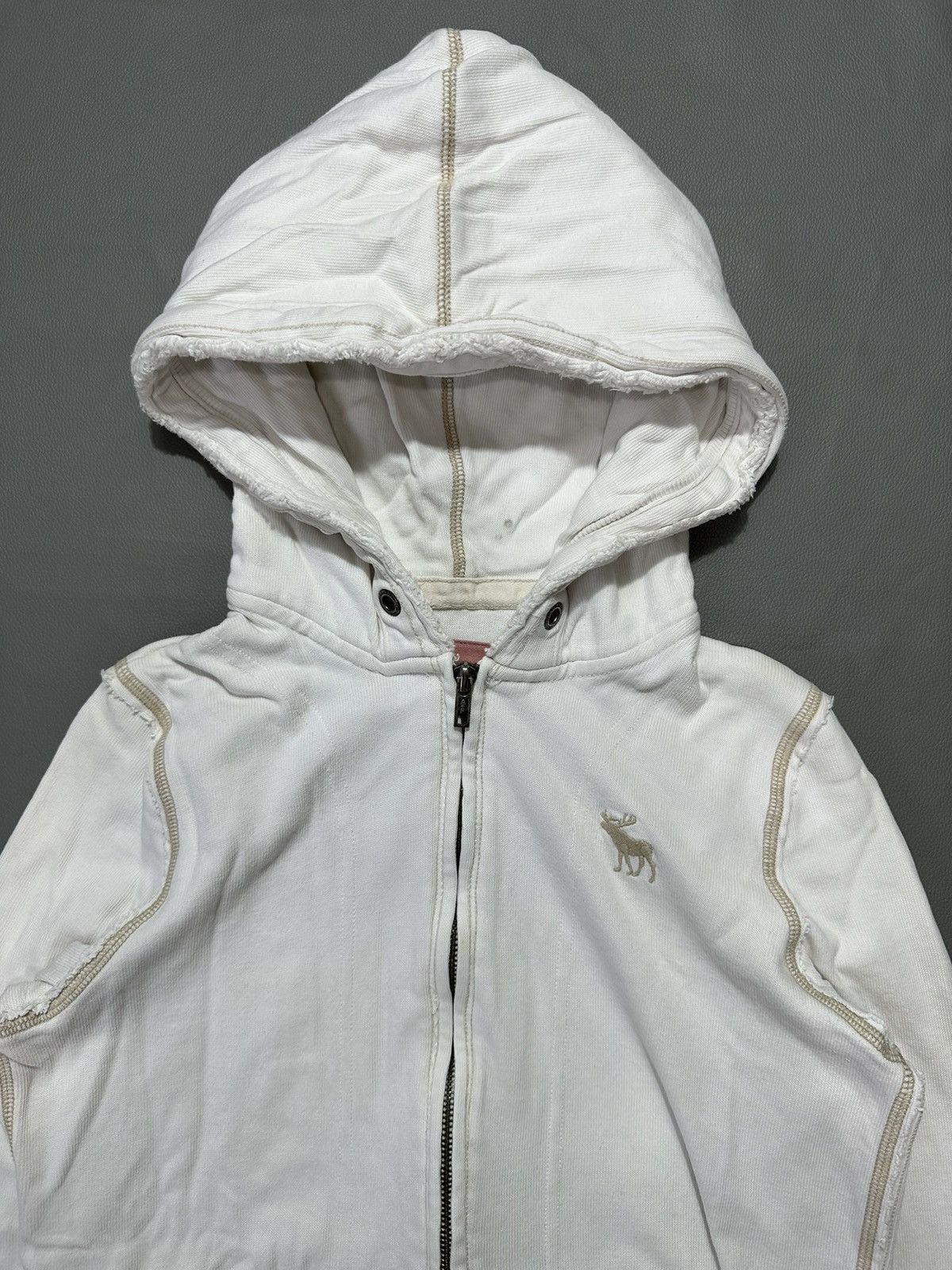 Abercrombie & Fitch 90s DISTRESSED OUTER SEAM ABERCROMBIE ZIP HOODIE LGB STYLE Size S / US 4 / IT 40 - 4 Thumbnail