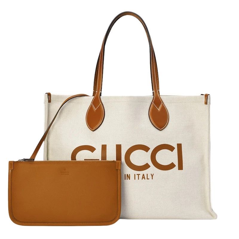 GUCCI Medium Beige Cotton Tote Bag New And Authentic