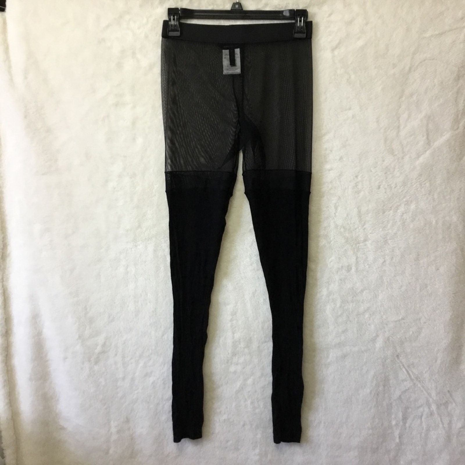 Bcbgmaxazria BCBGMaxazria Black Sheer Top Leggings Size 26" / US 2 / IT 38 - 2 Thumbnail
