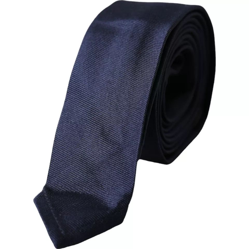 Dolce & Gabbana Dark Blue Silk Skinny Adjustable Men's Tie Size ONE SIZE - 1 Thumbnail
