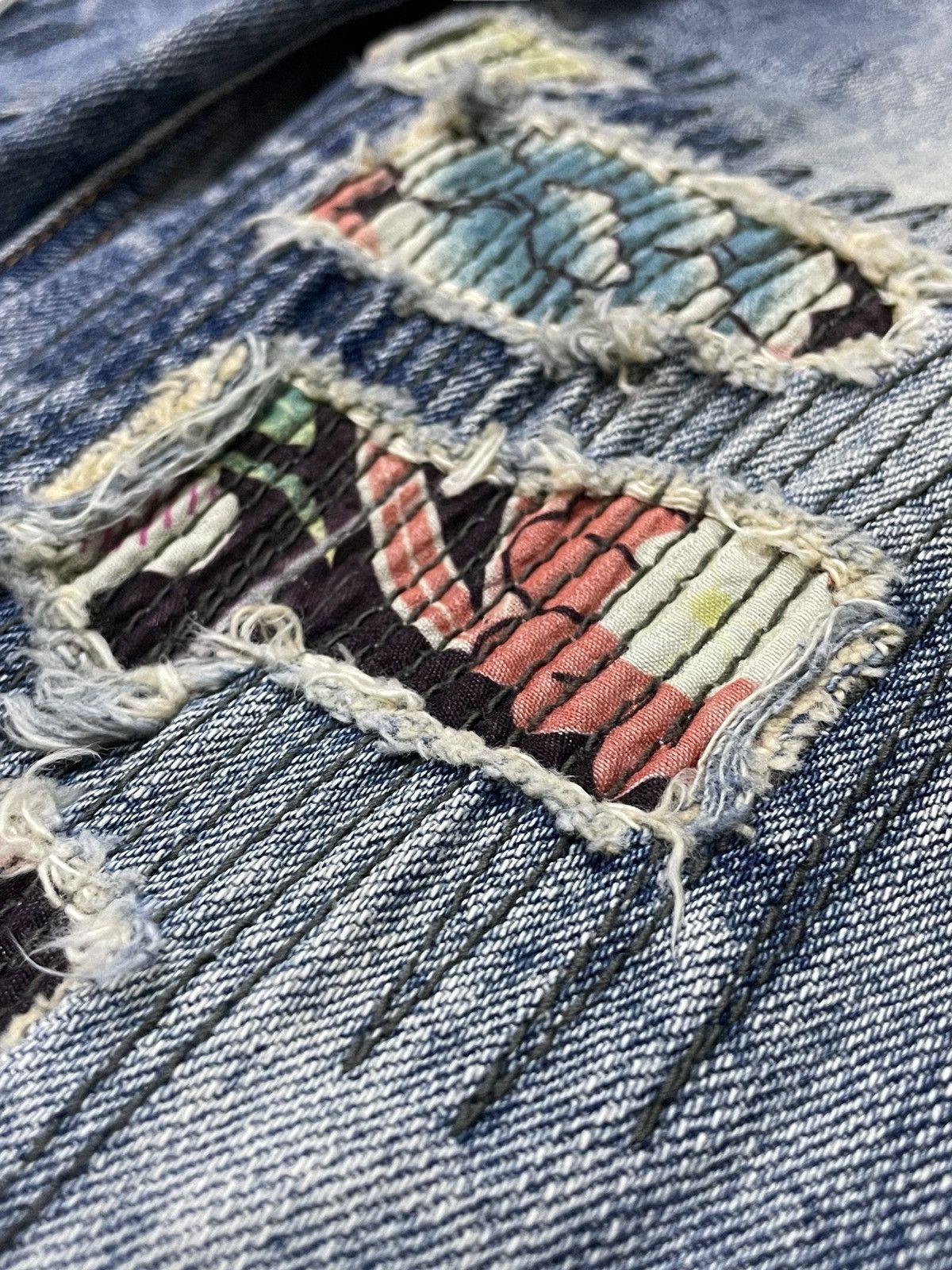 5351 POUR LES HOMMES × Hysteric Glamour Boro Heavy Stitched Japanese Brand Distressed Jeans Size US 30 / EU 46 - 21 Thumbnail