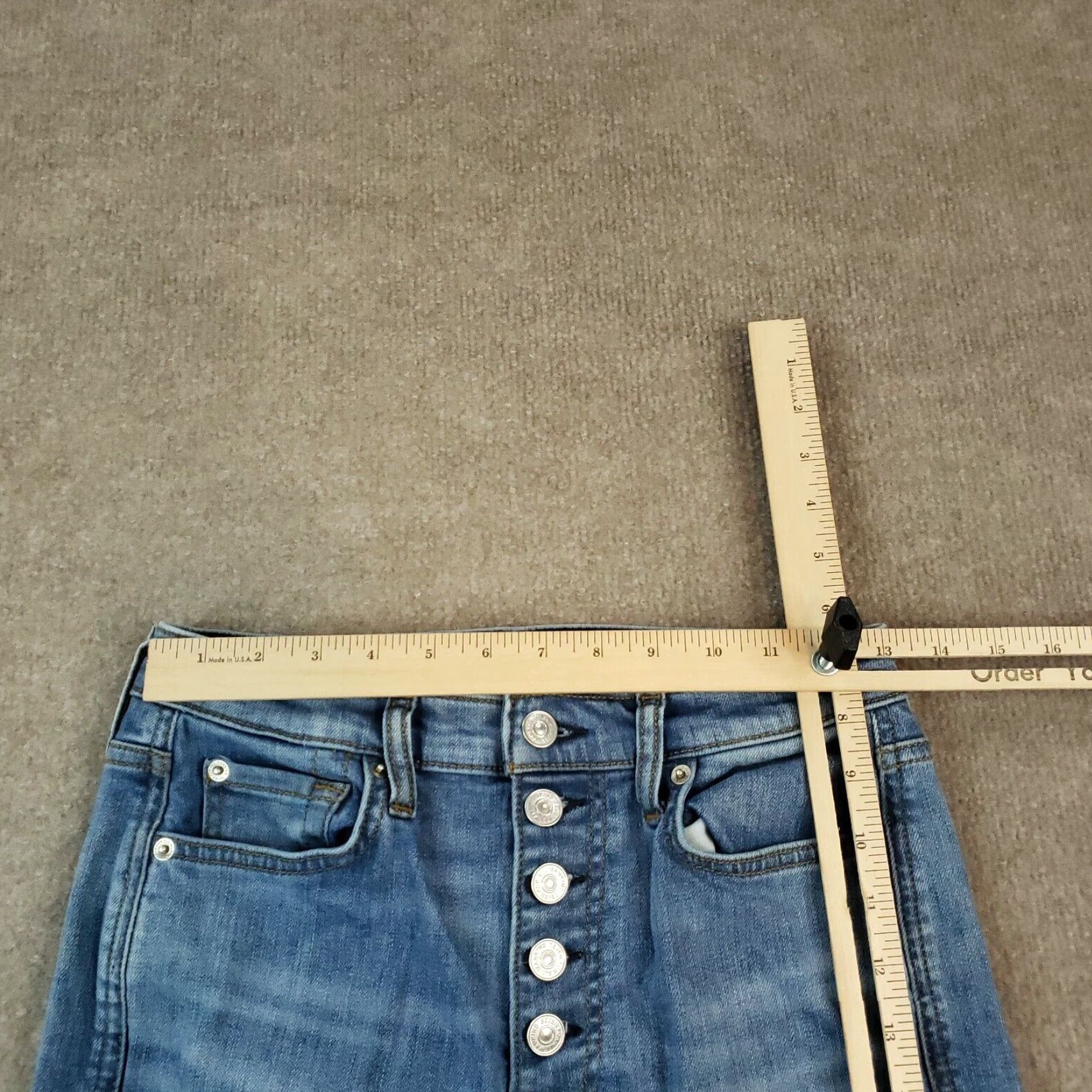 7 For All Mankind 7 For All Mankind Womens High Waist Cropped Straight Blue Jeans 26x26 Button Fly Size 26" / US 2 / IT 38 - 4 Thumbnail