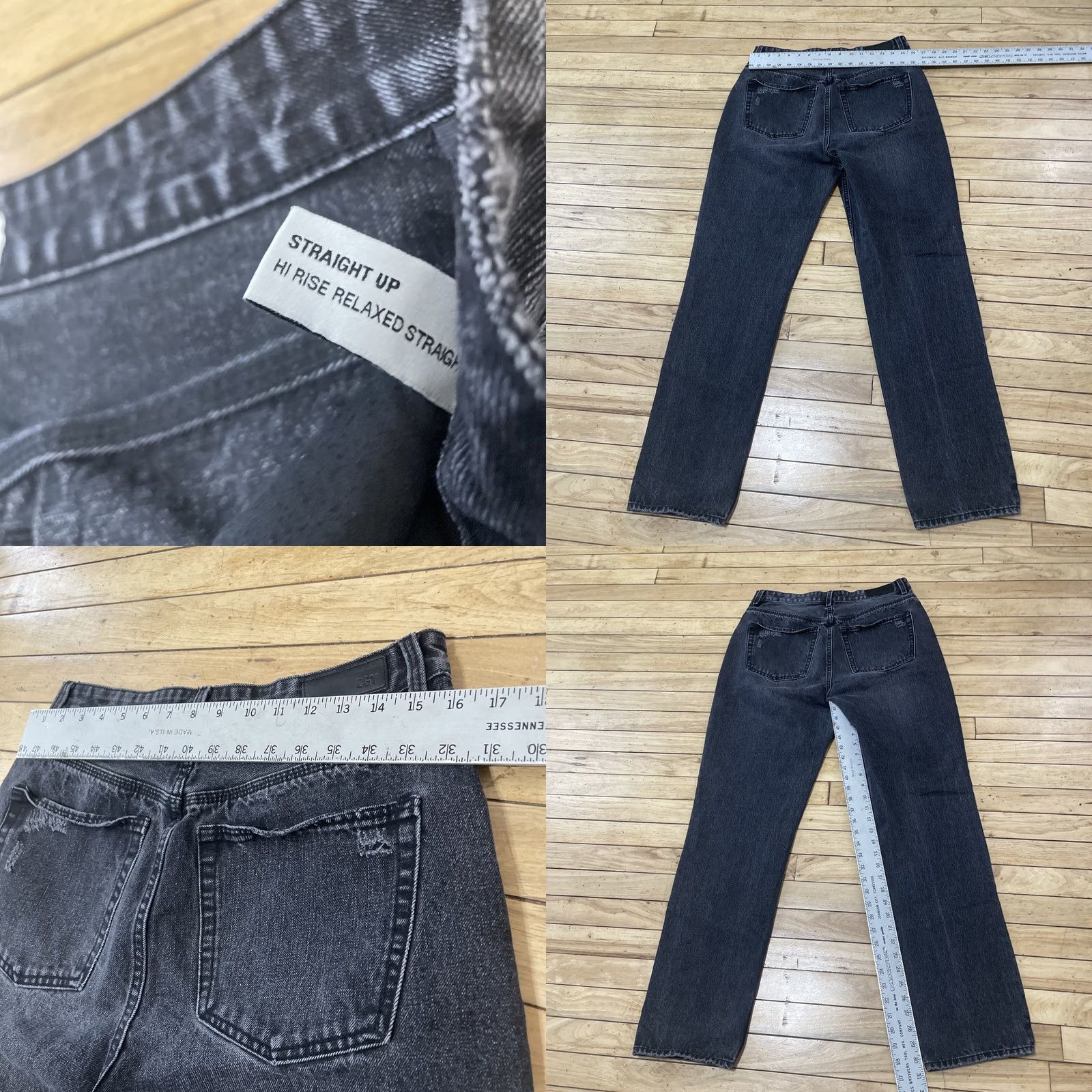 Denime VINTAGE ZGY Denim Adult 30 Hi Rise Relaxed Straight Black Distressed Street Denim 30x30 Size US 30 / EU 46 - 8 Thumbnail