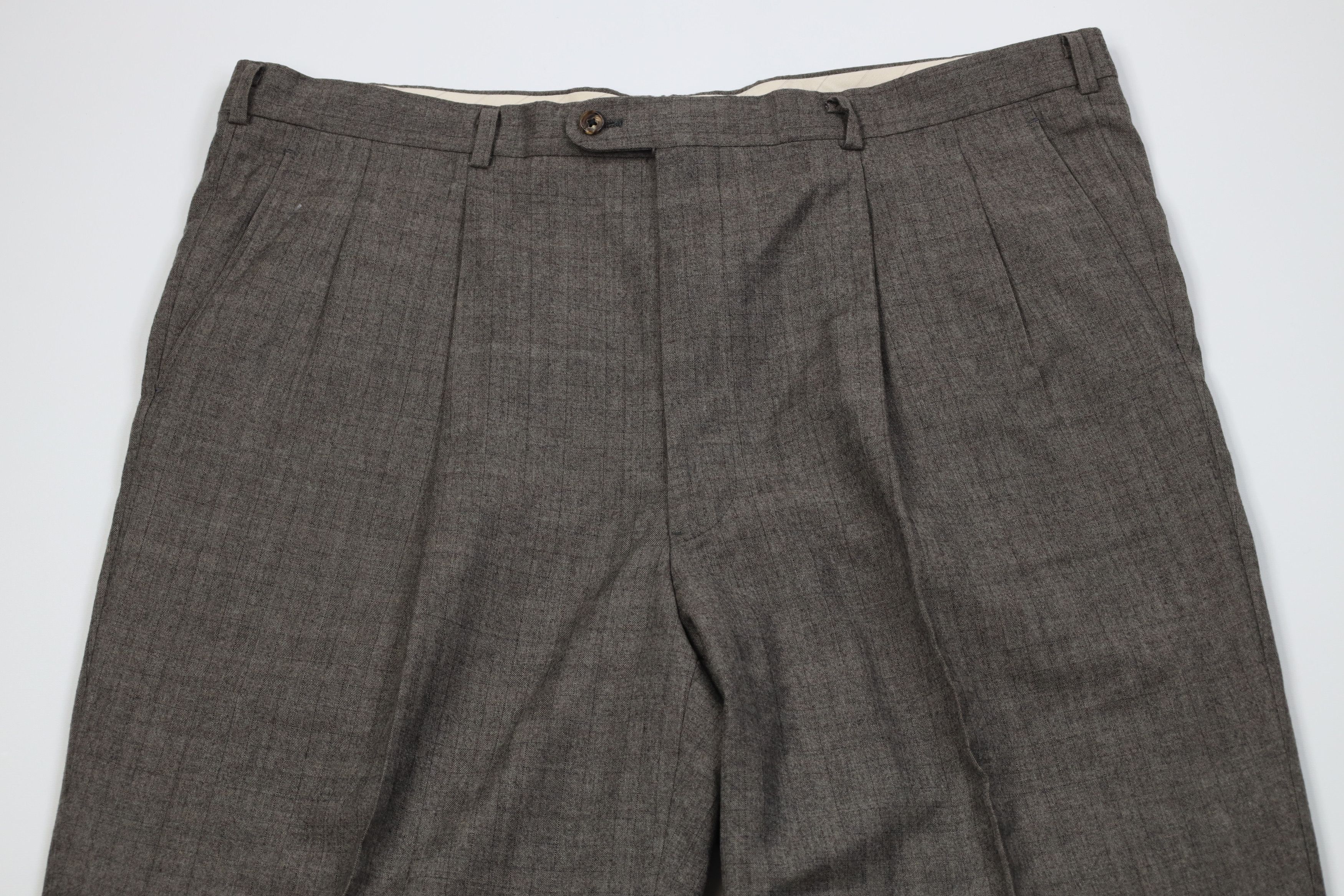 Hickey Freeman Vintage 90s Hickey Freeman Wide Leg Chino Pants Gray Check Size US 40 / EU 56 - 2 Thumbnail