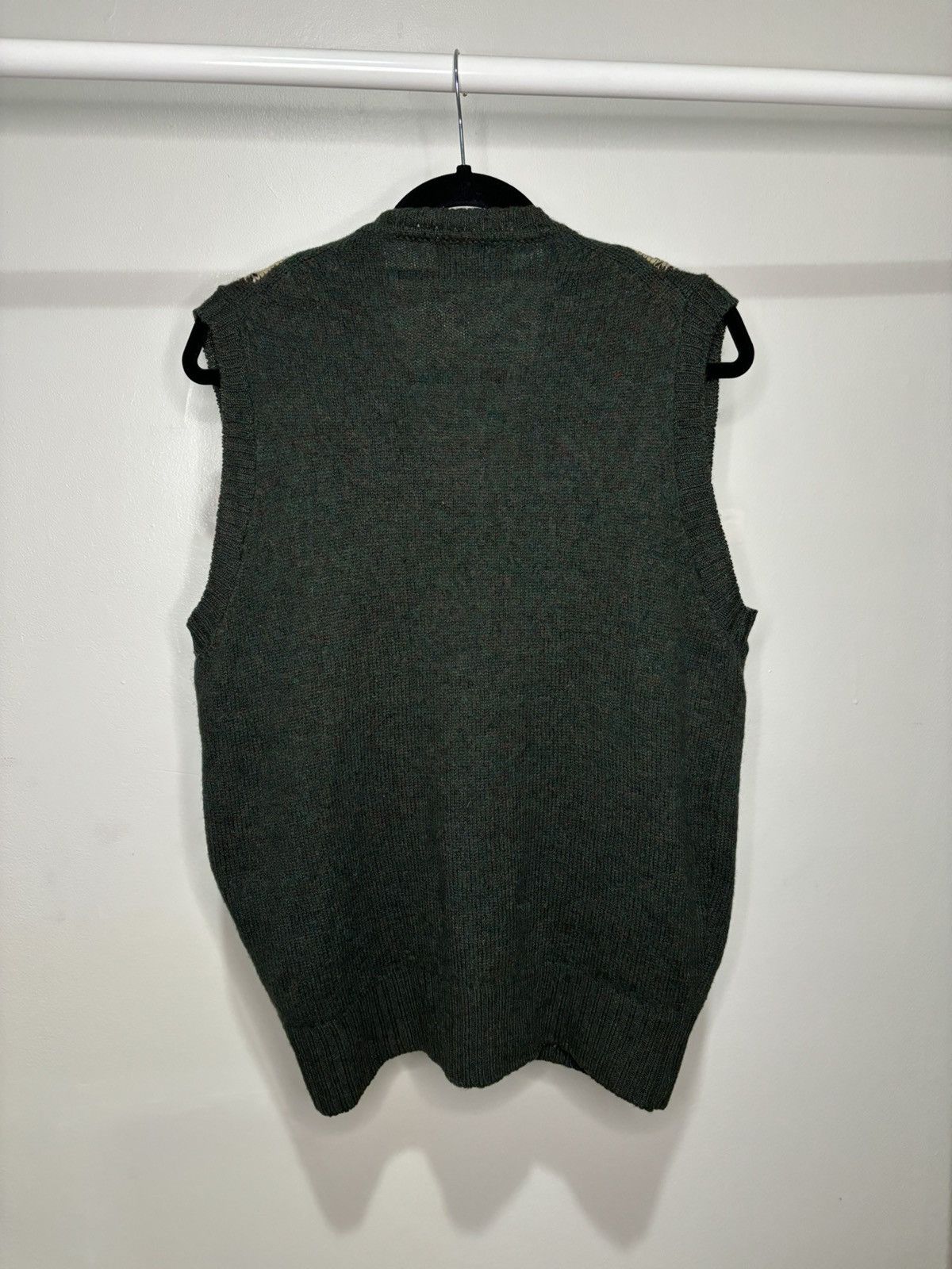 Vintage Vintage 1970s Patterned Green Wool Sweater Vest Size US L / EU 52-54 / 3 - 5 Thumbnail