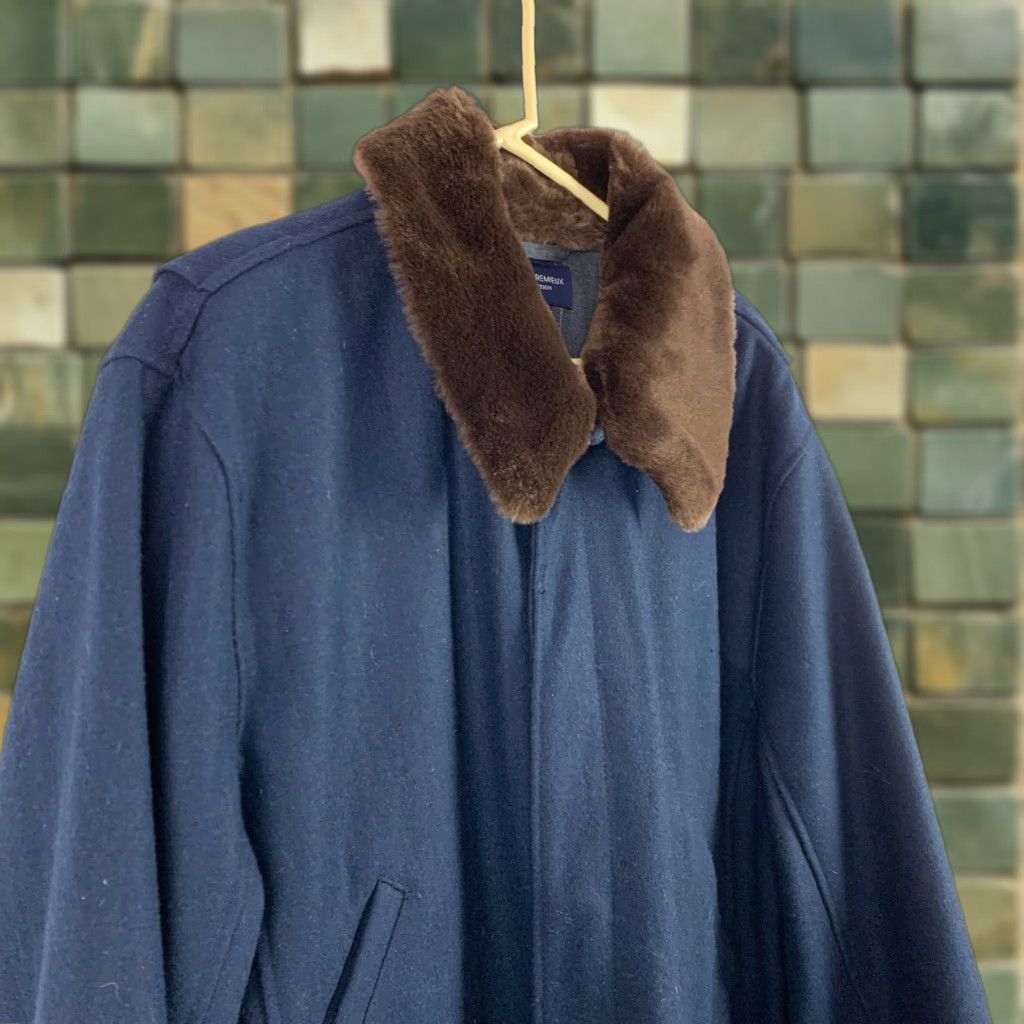 Cremieux VINTAGE Daniel Cremieux Navy Wool Blend Faux Fur Jacket Coat XXL 2X Men Pea Coat Button Wool Blend Navy Blue 2X Mens Size US XXL / EU 58 / 5 - 1 Thumbnail