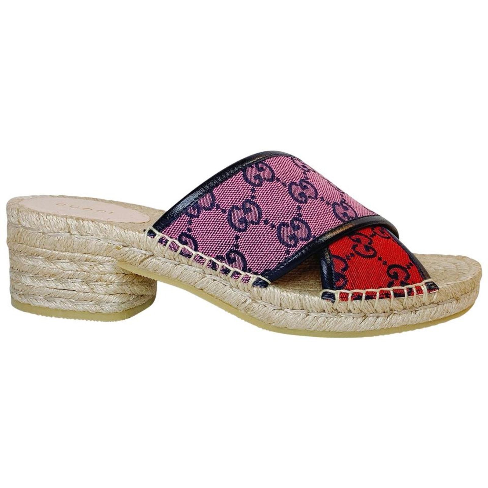 Gucci Pilar GG logo multicolor espadrilles heels slippers Size US 9.5 / IT 39.5 - 1 Thumbnail