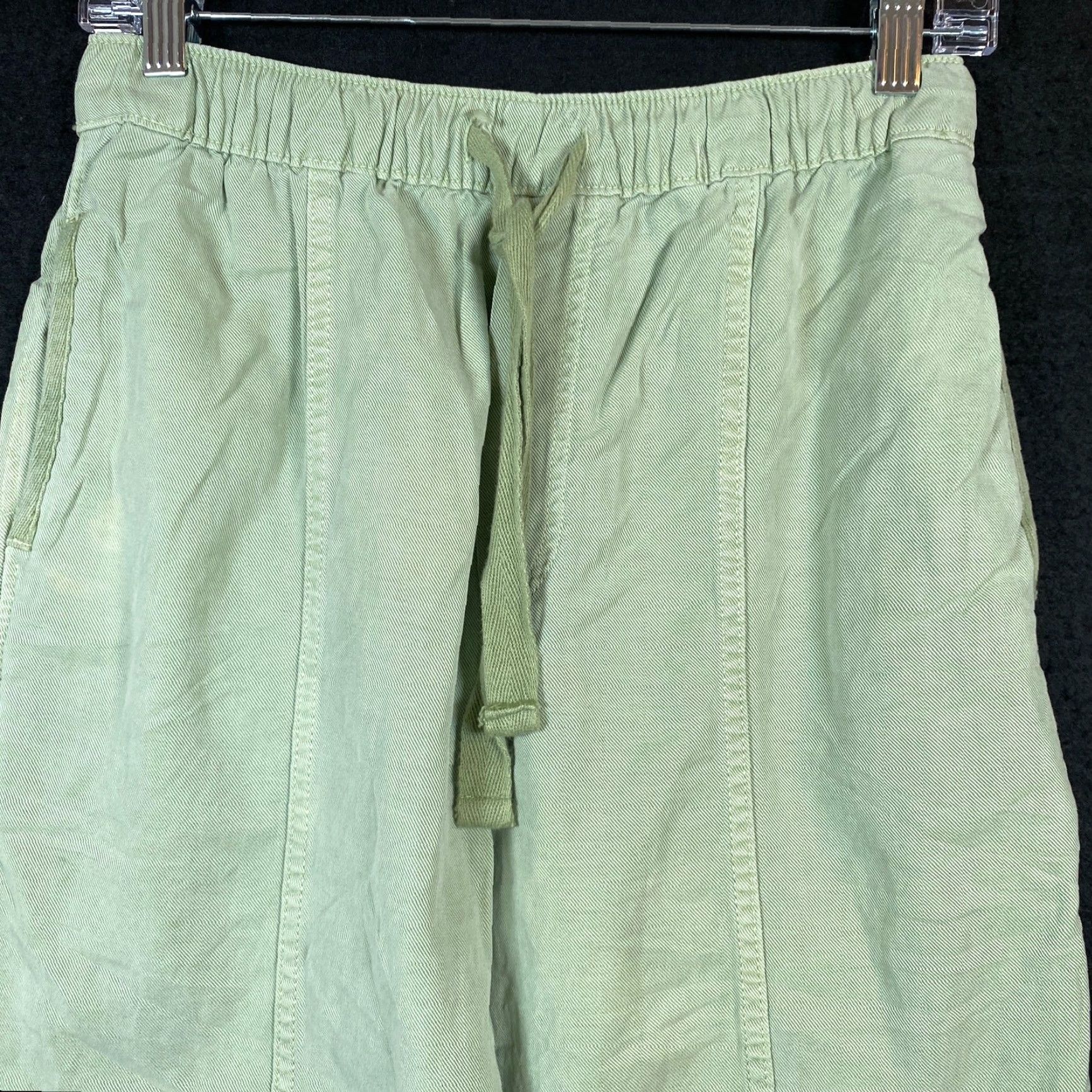 Zara VINTAGE Zara Womens Pants Green Capri Jogger Drawstring Linen Blend High Rise Stretch XS Size 27" / US 4 / IT 40 - 2 Thumbnail