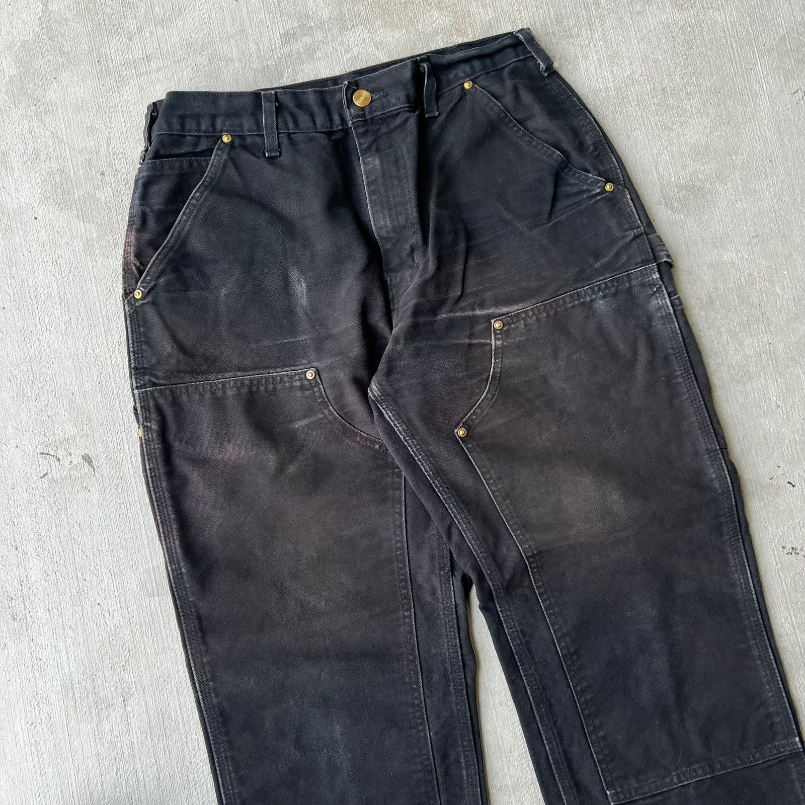 Carhartt × Vintage Carhartt faded black double knee work wear carpenter pants Size US 29 - 2 Thumbnail