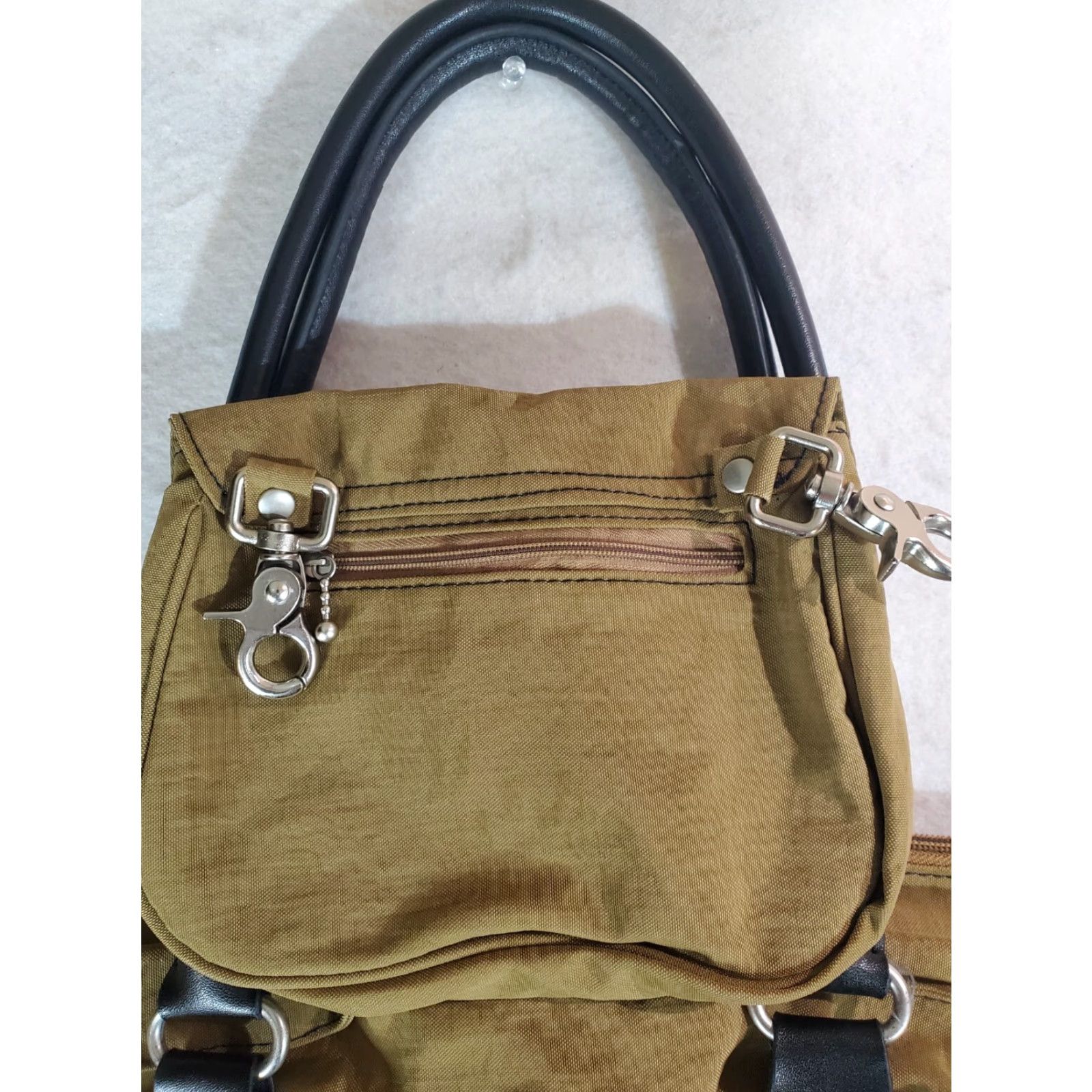 Vintage Baggallini Classic Oversized Travel Tote Matching Clip-on Purse Olive Green Size ONE SIZE - 4 Thumbnail