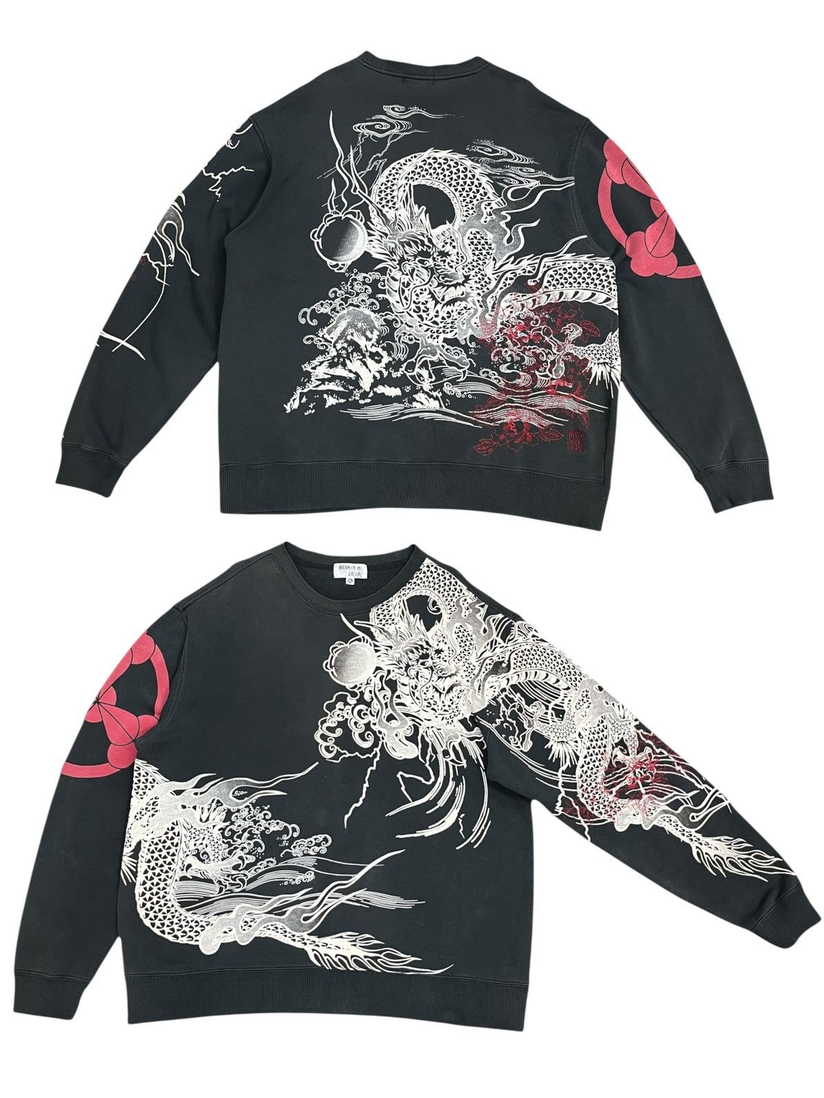 Karakuri Tamashii Karakuri Tamashii Dragon Print Japan Faded Black Sweater Size US XL / EU 56 / 4 - 1 Thumbnail